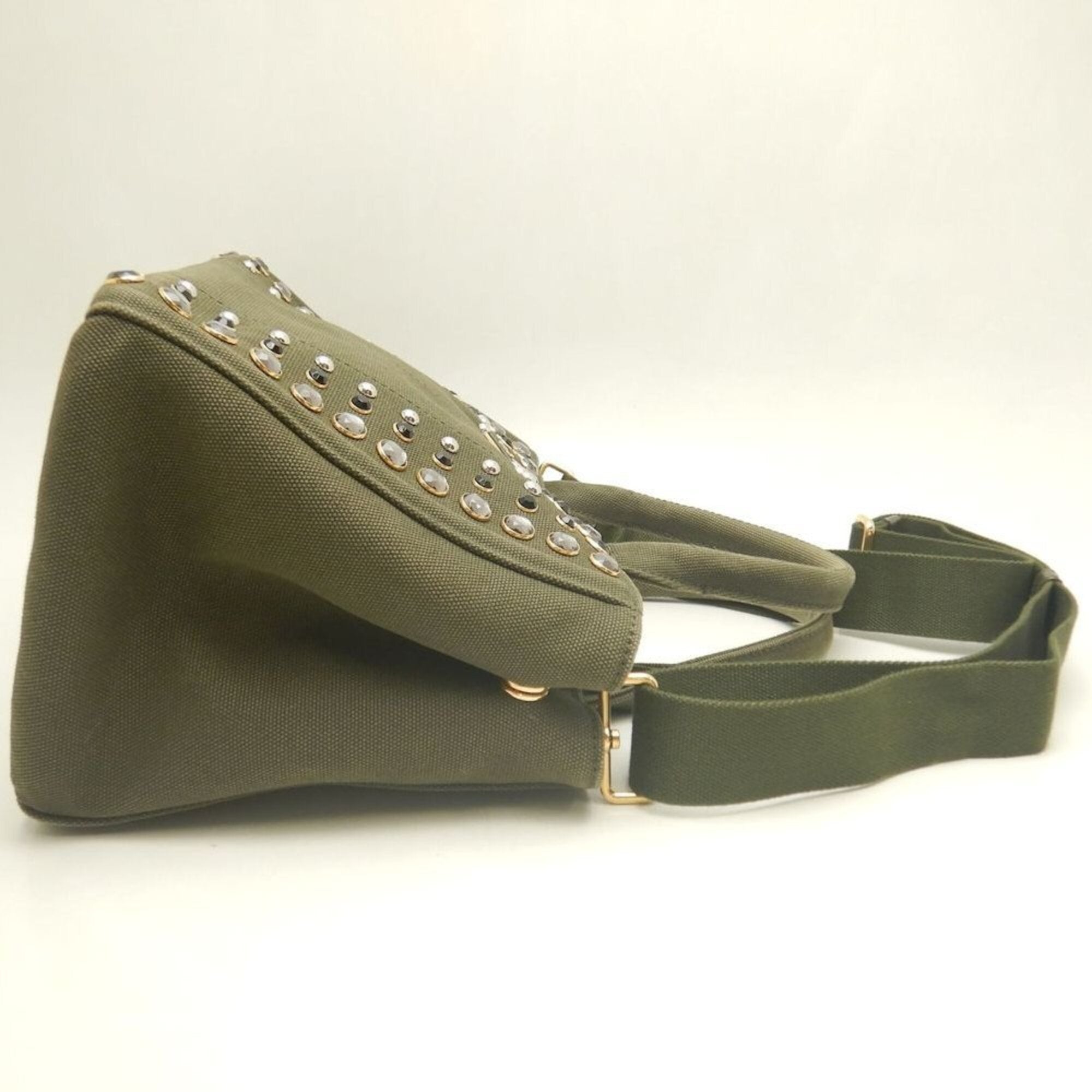 Prada Green Khaki Canvas Tote Bag (Pre-Owned)