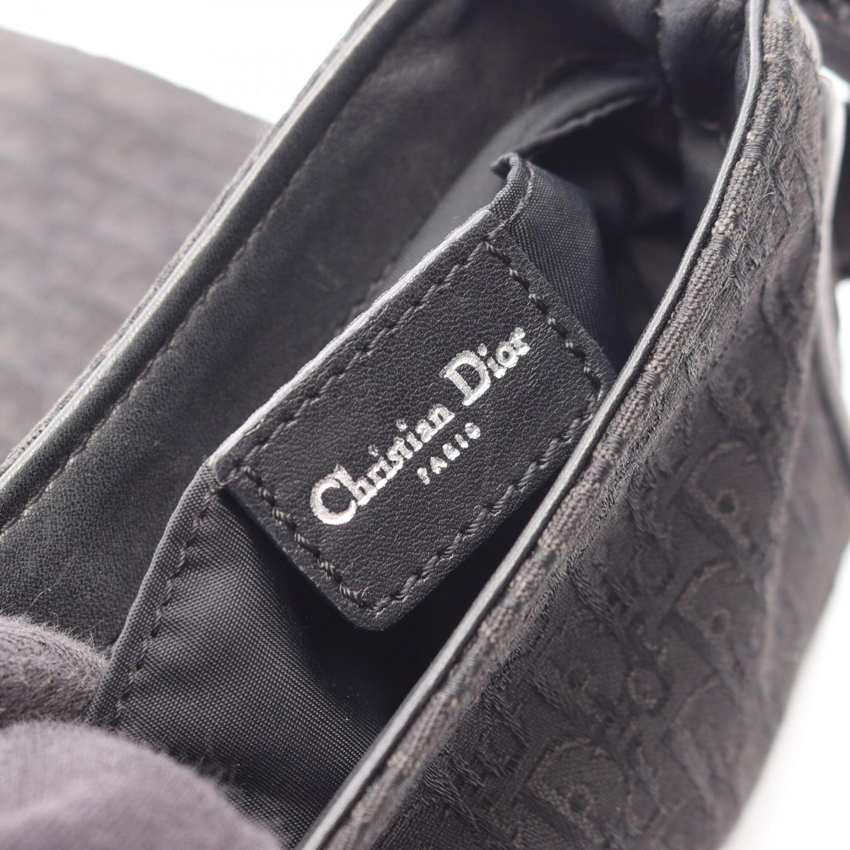 Christian Dior Black Canvas Leather Handbag Shoulder Bag (Pre-Owned)