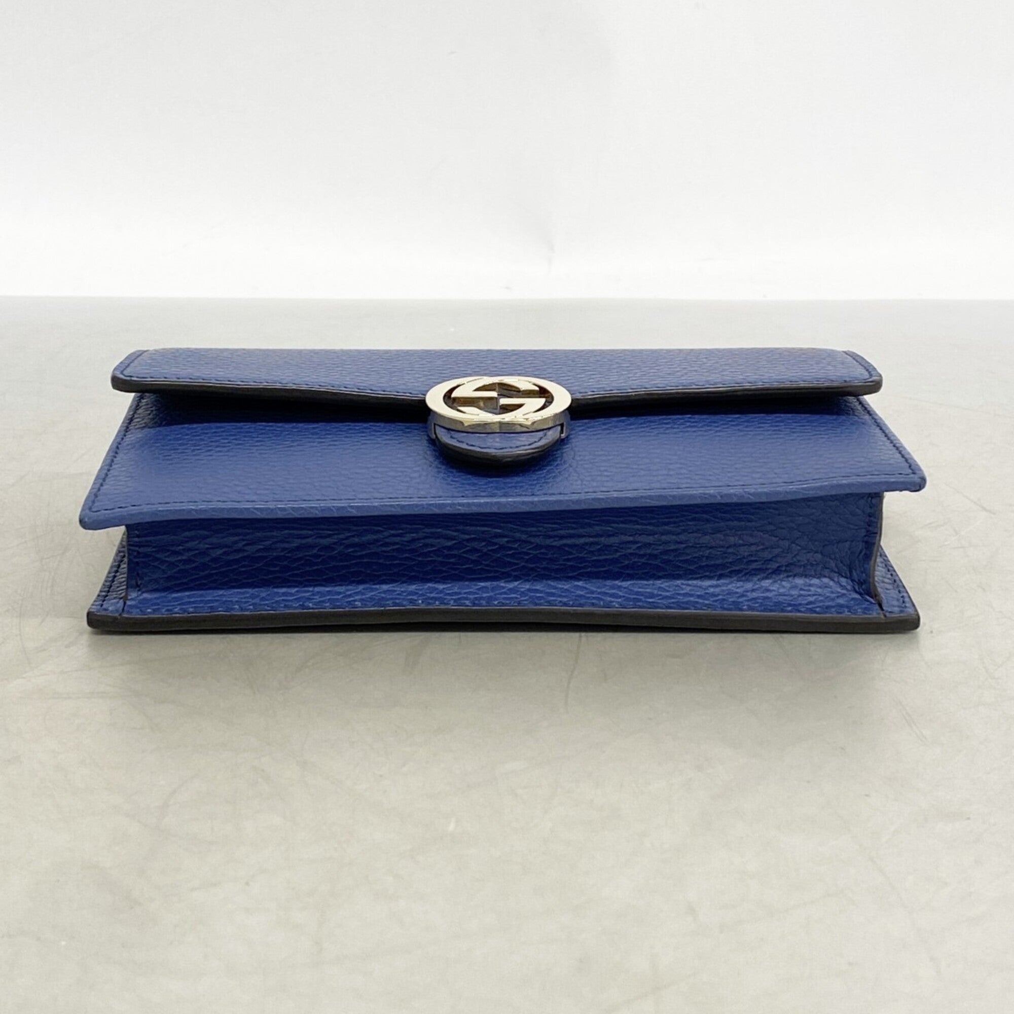 Gucci Blue Leather Chain/Shoulder Wallet (Pre-Owned)