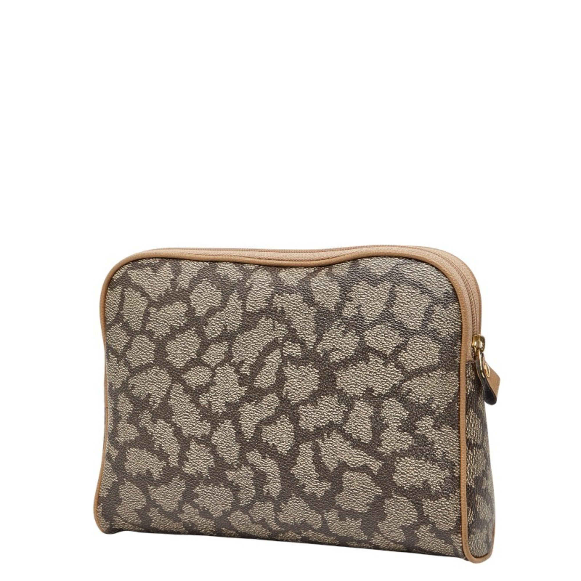 Saint Laurent Beige Brown Leather Pvc Clutch Bag (Pre-Owned)