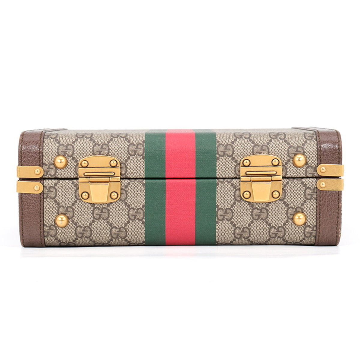 Gucci Beige Brown Green Gg Supreme Leather Handbag Shoulder Bag (Pre-Owned)