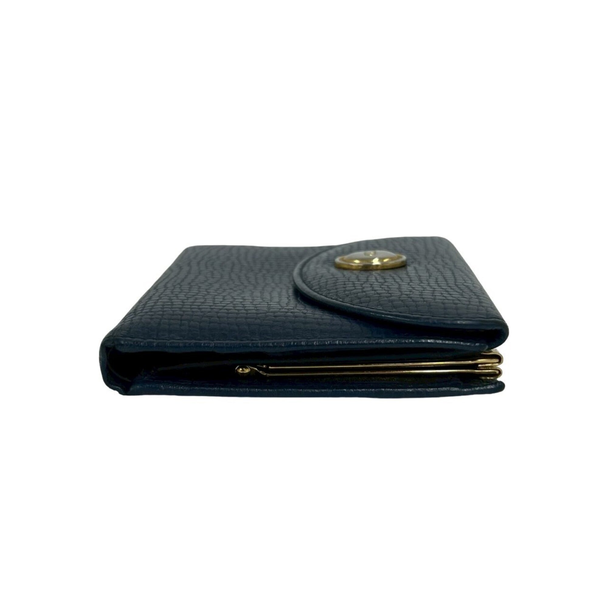 Christian Dior Navy Leather Wallet (Bi-Fold) (Pre-Owned)