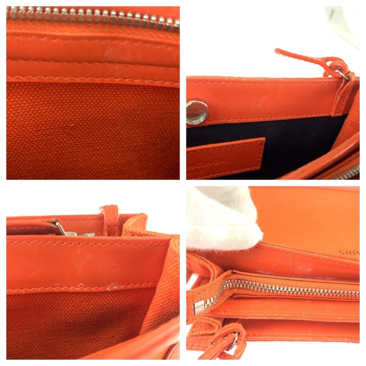 Balenciaga Orange Leather Canvas Shoulder Bag (Pre-Owned)