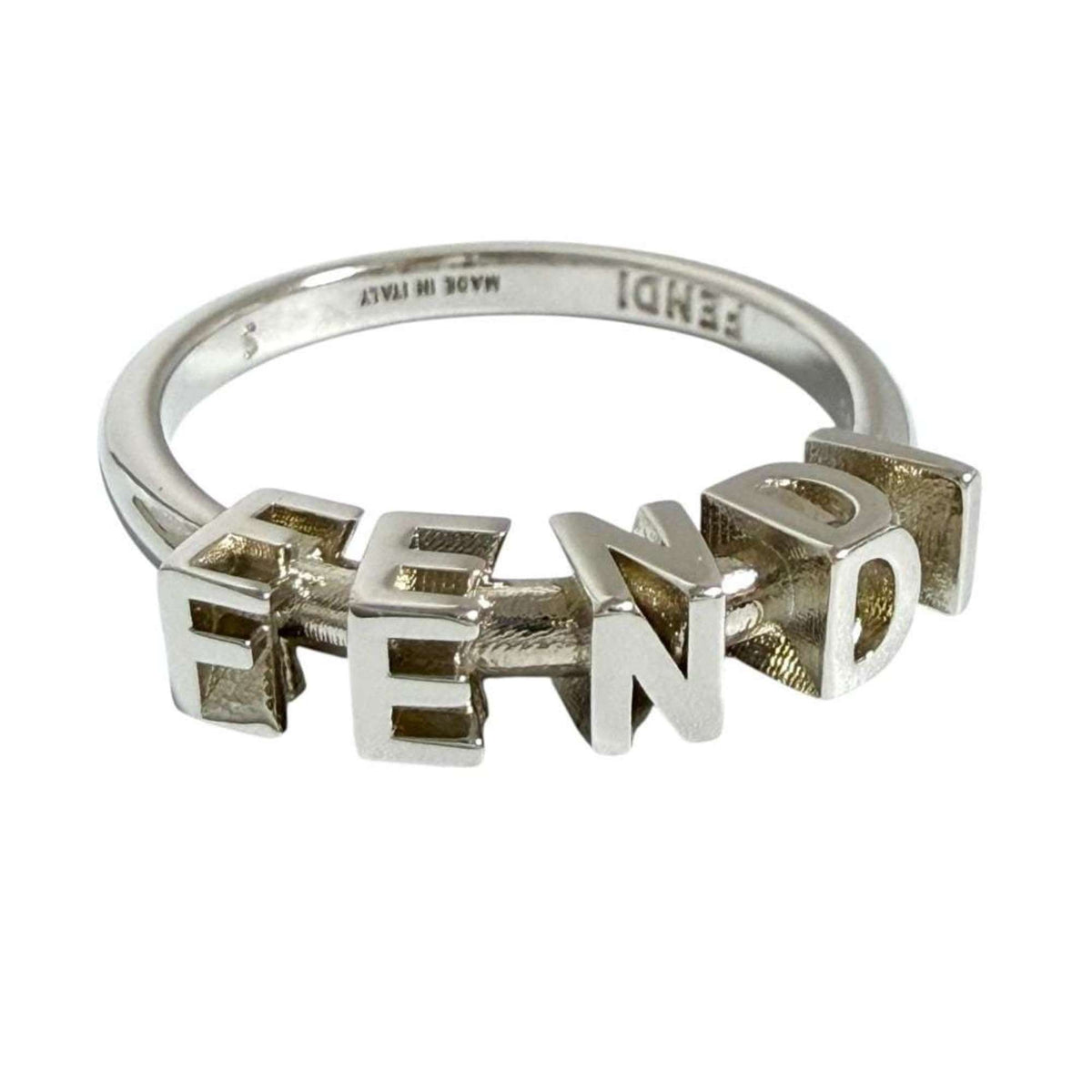 Fendi Silver Metal Band Ring (Pre-Owned)