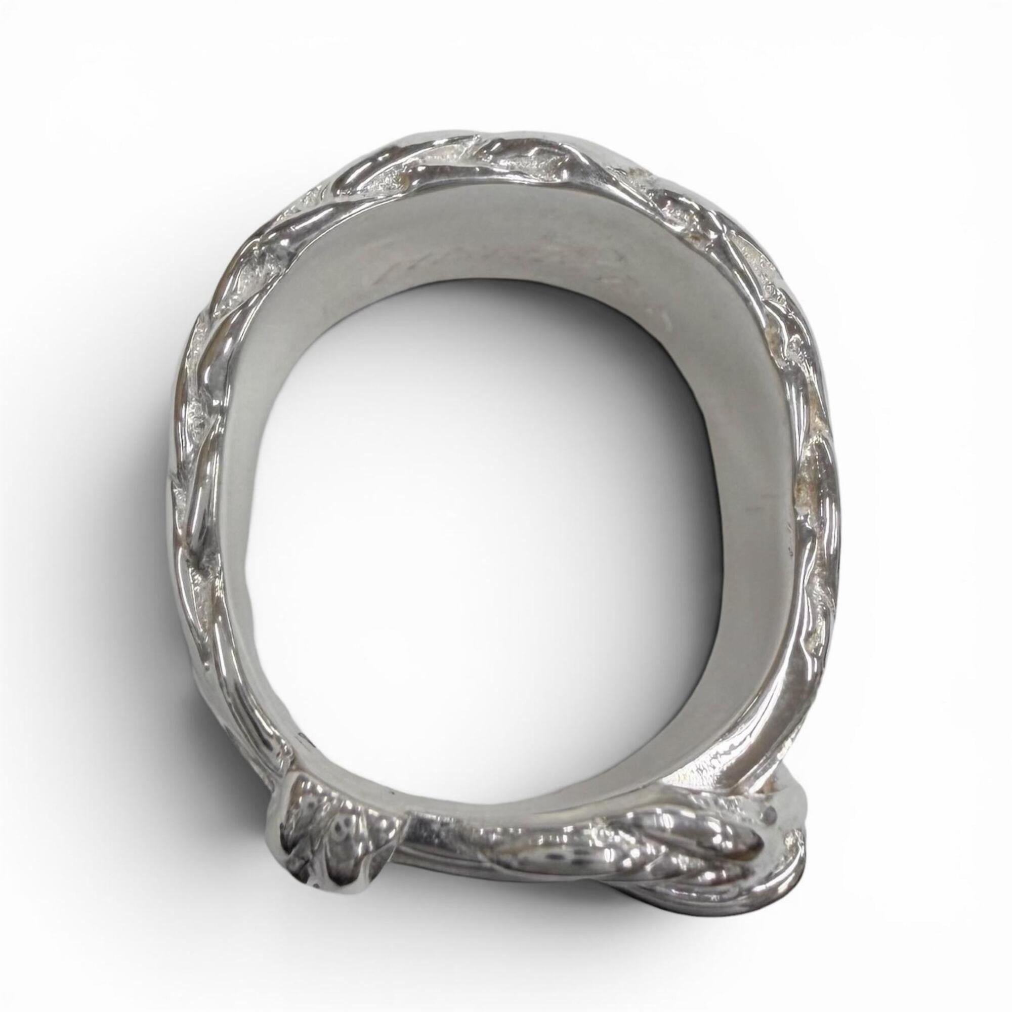 Hermes Silver Silver 925 Band Ring (Pre-Owned)
