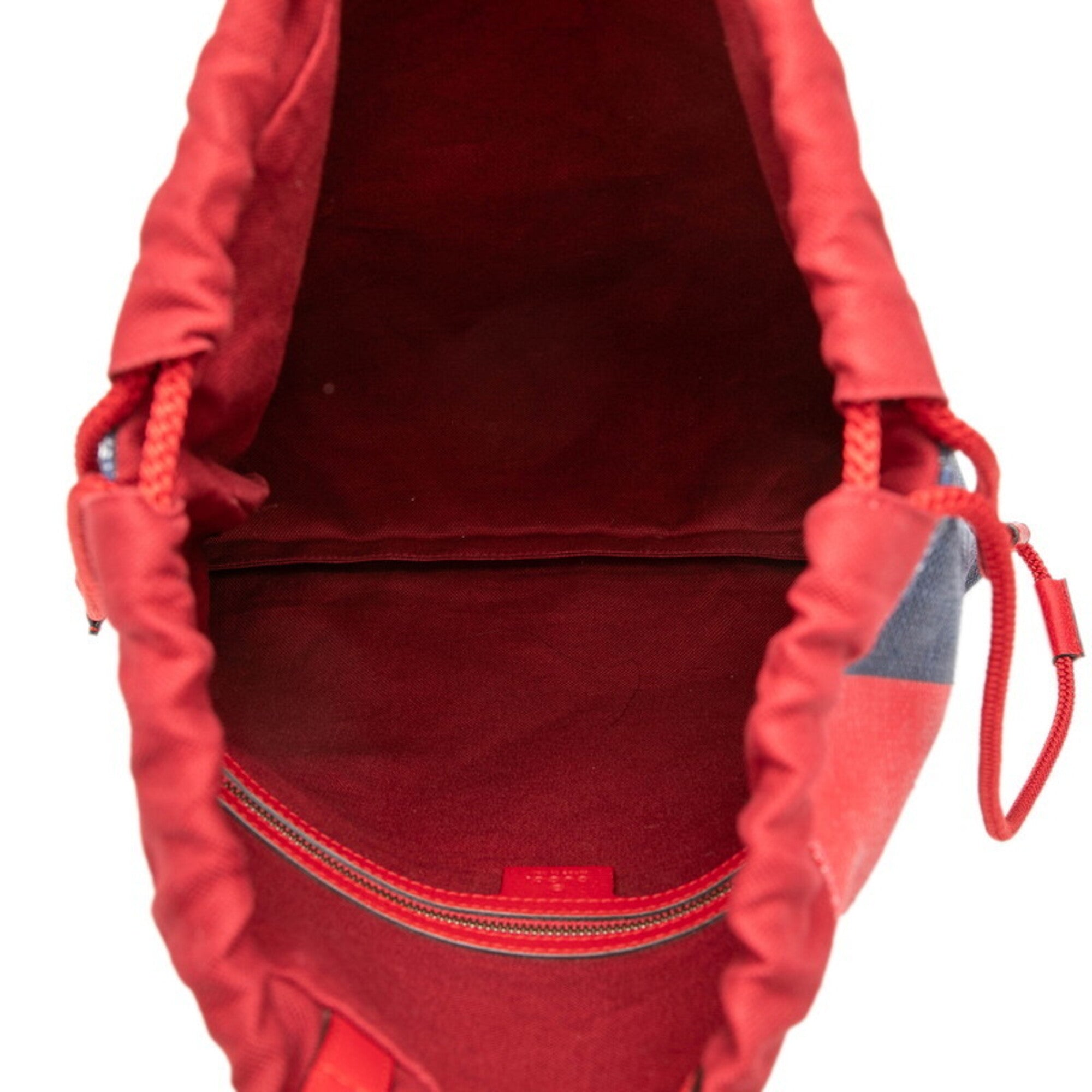 Gucci Sherry Line Red Color White Canvas Backpack (Pre-Owned)