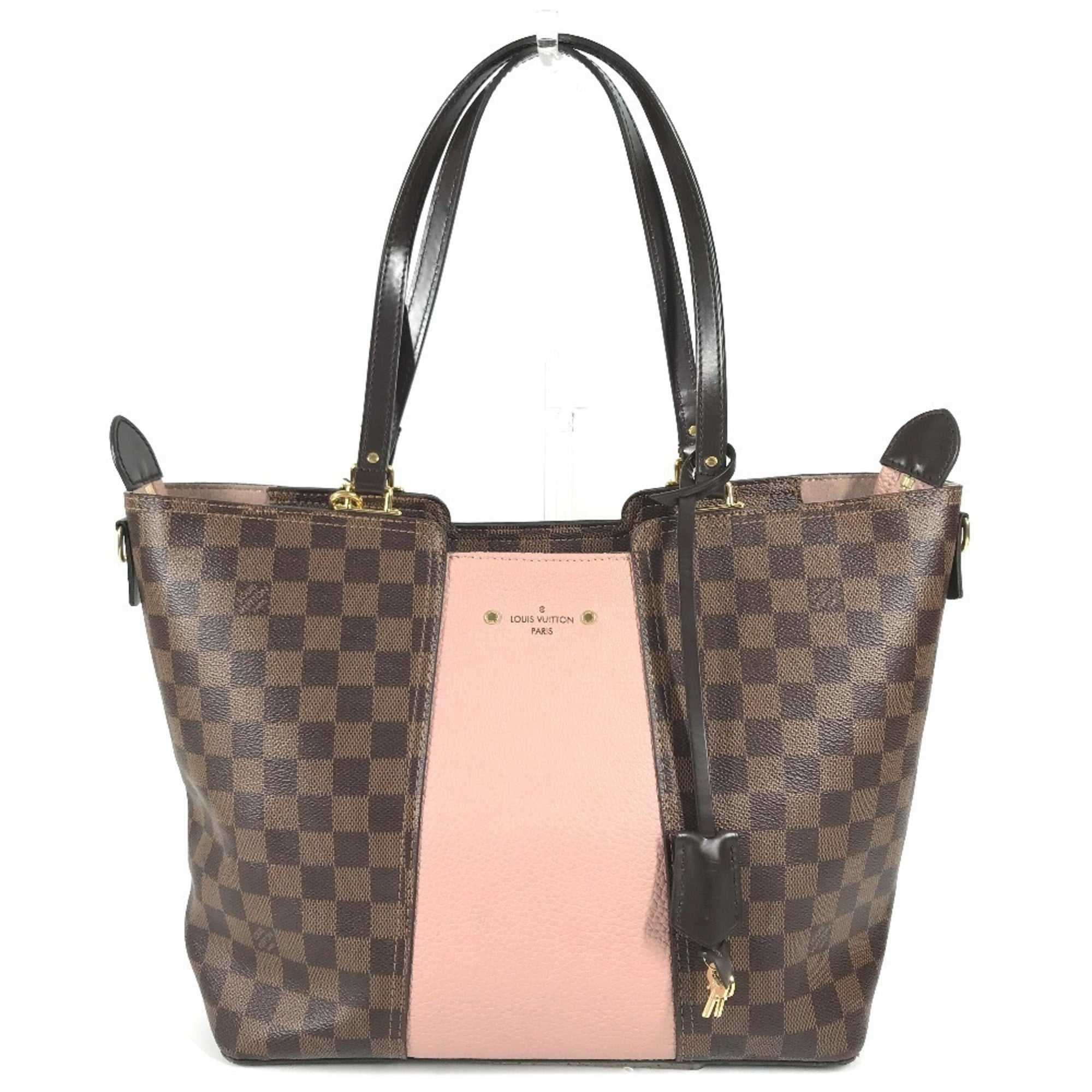 Louis Vuitton Brown Damier Canvas Galle Magnolia Pink Jersey Handbag Shoulder Bag Tote Bag (Pre-Owned)