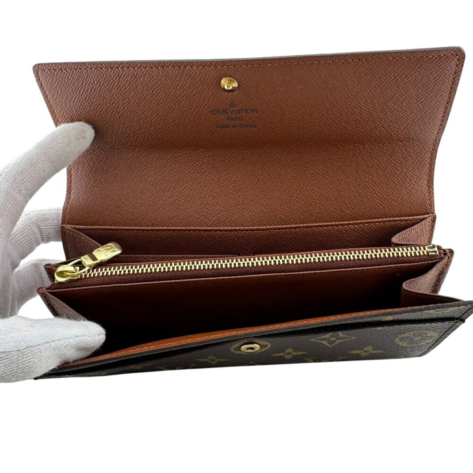 Louis Vuitton Monogram Brown Leather Long Wallet (Bi-Fold) (Pre-Owned)