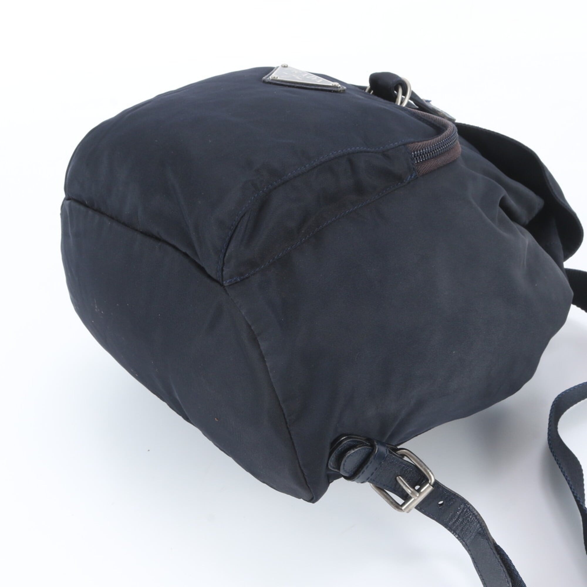 Prada Black Navy Nylon Leather Backpack (Pre-Owned)