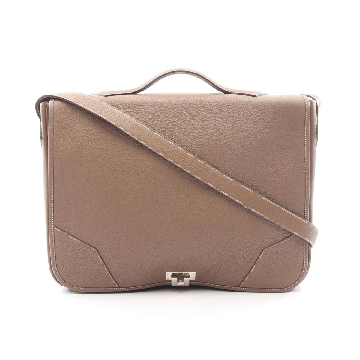 Hermes Etoupe Gray Gray Taurillon Clemence Leather Leather Handbag Shoulder Bag (Pre-Owned)