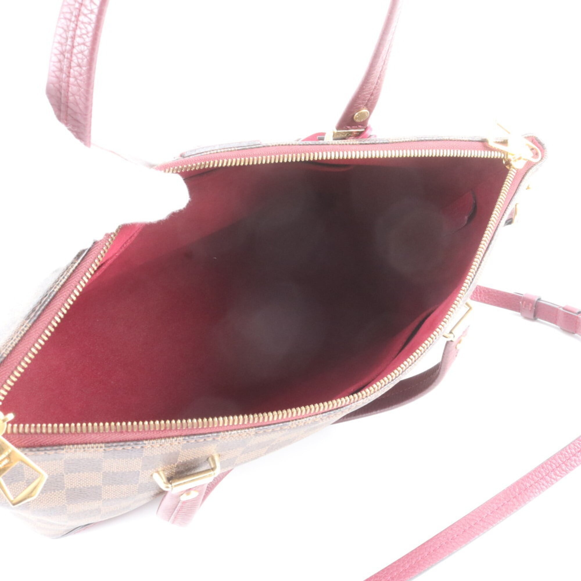 Louis Vuitton Brown Fuchsia Leather Coated Canvas Handbag Shoulder Bag Tote Bag (Pre-Owned)