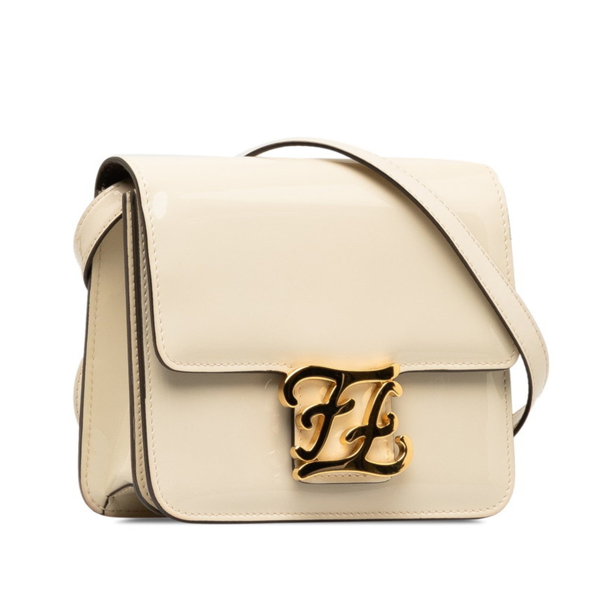 Fendi Ivory White Patent Leather Shoulder Bag (Pre-Owned)