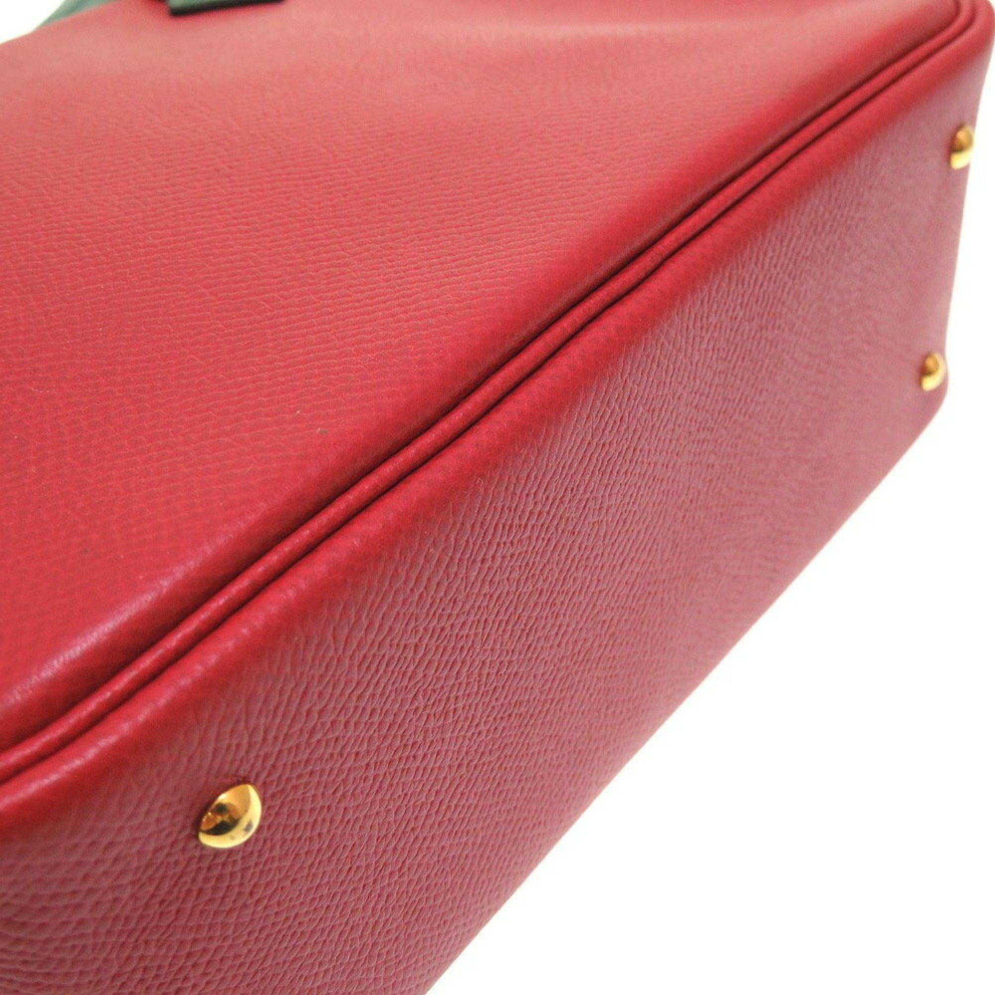 Hermes Rouge Vif Vert Courchevel Leather Handbag (Pre-Owned)