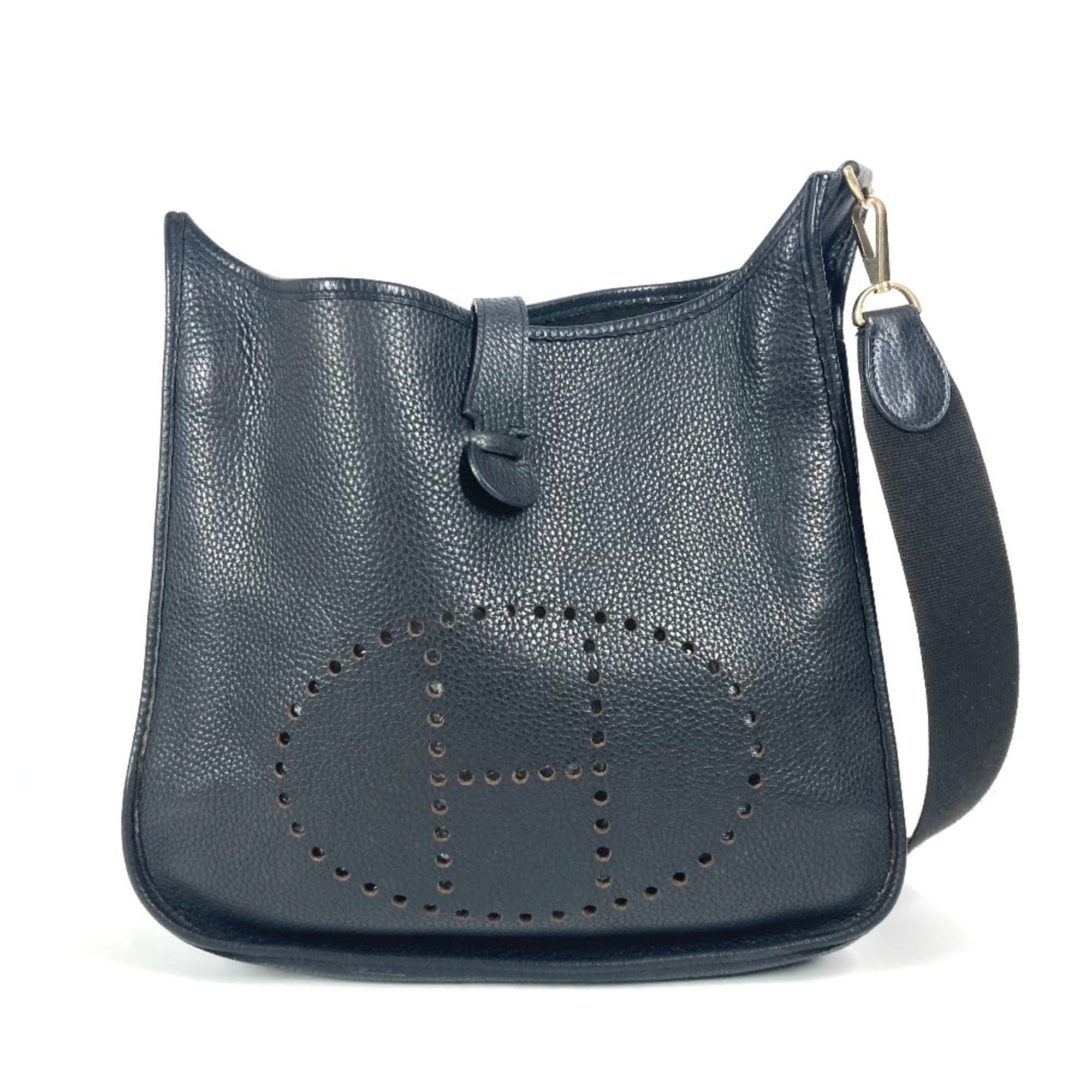 Hermes Black Taurillon Clemence Leather Shoulder Bag (Pre-Owned)