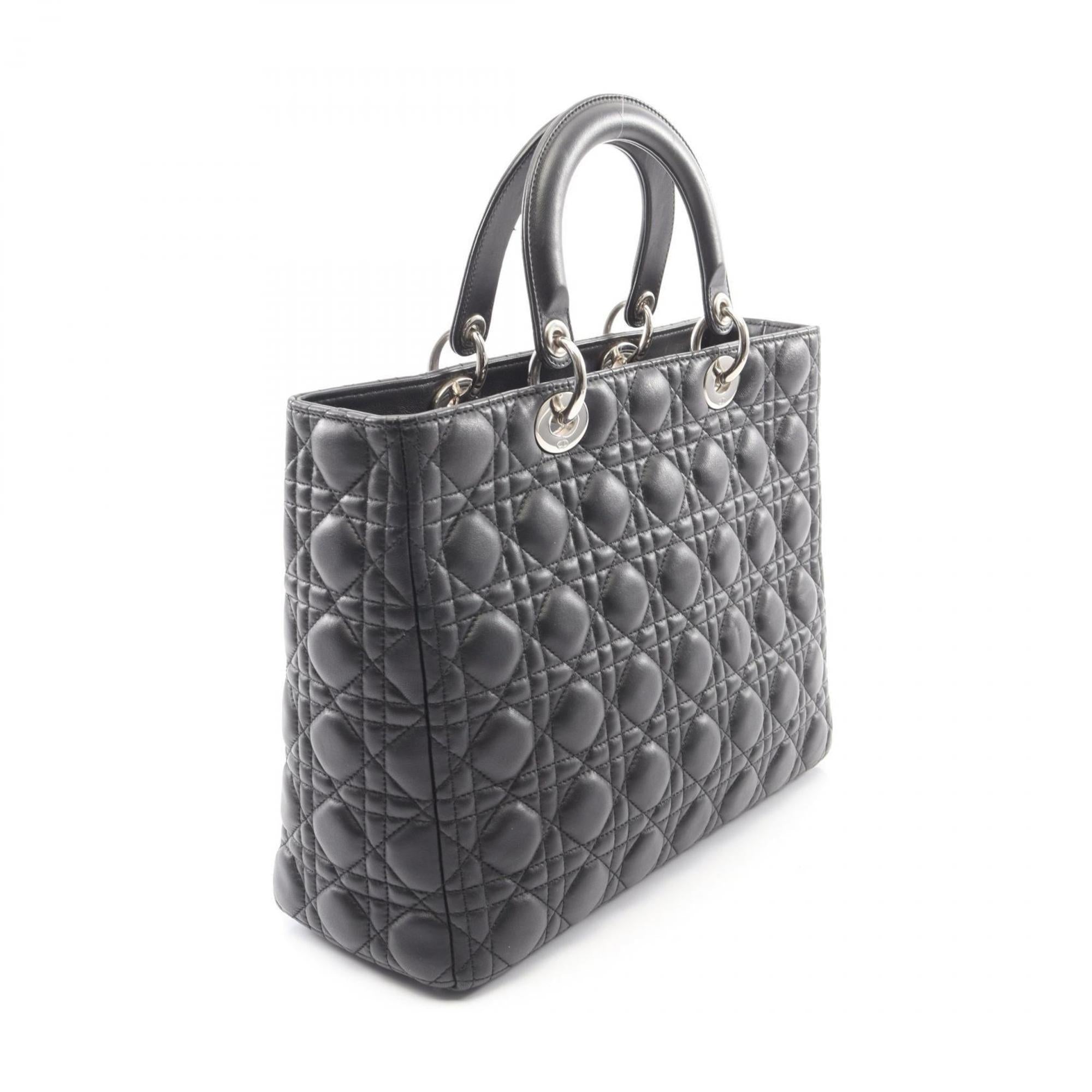 Christian Dior Lady Dior Black Leather Handbag (Pre-Owned)