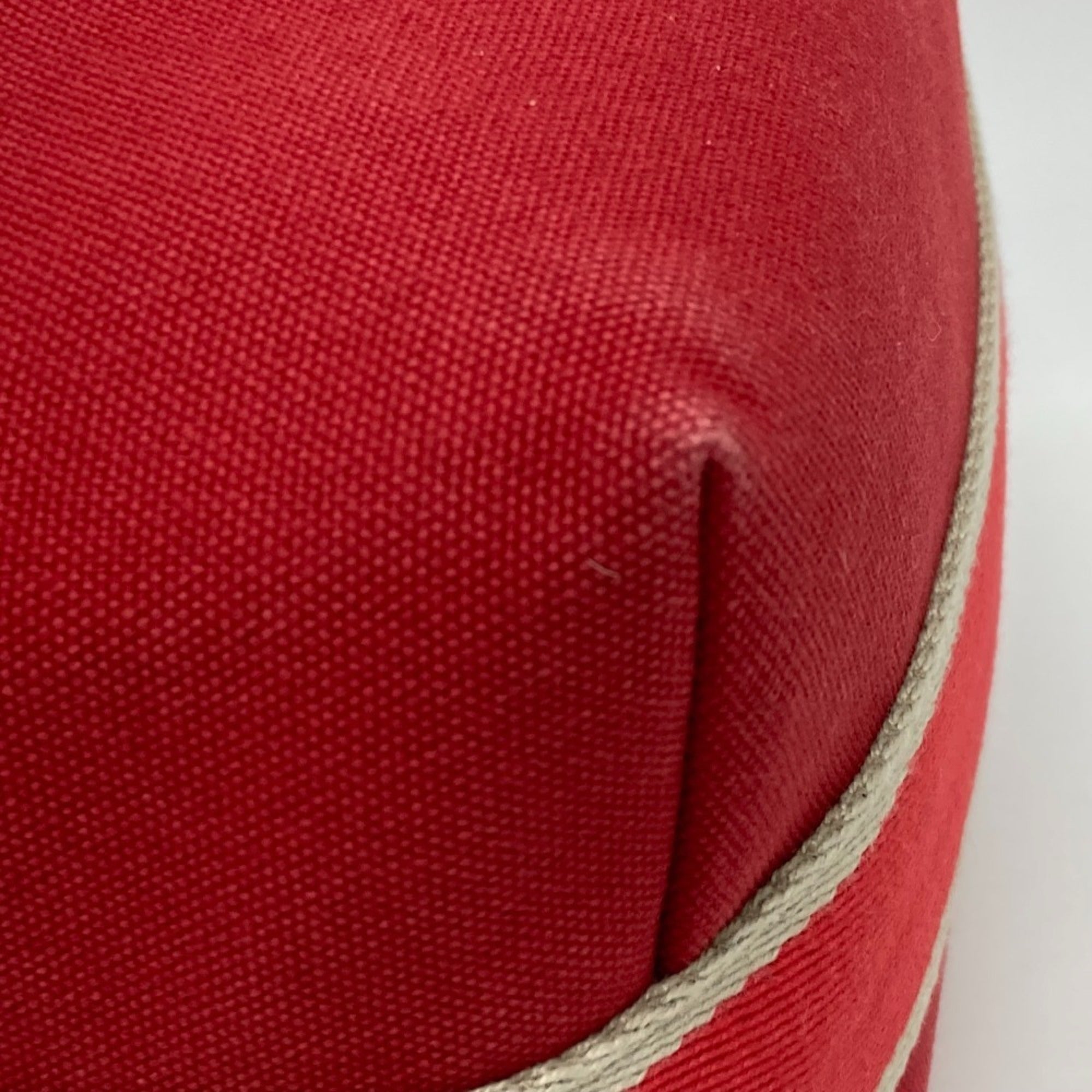 Hermes Red Color Canvas Handbag Shoulder Bag Vanity Bag (Pre-Owned)