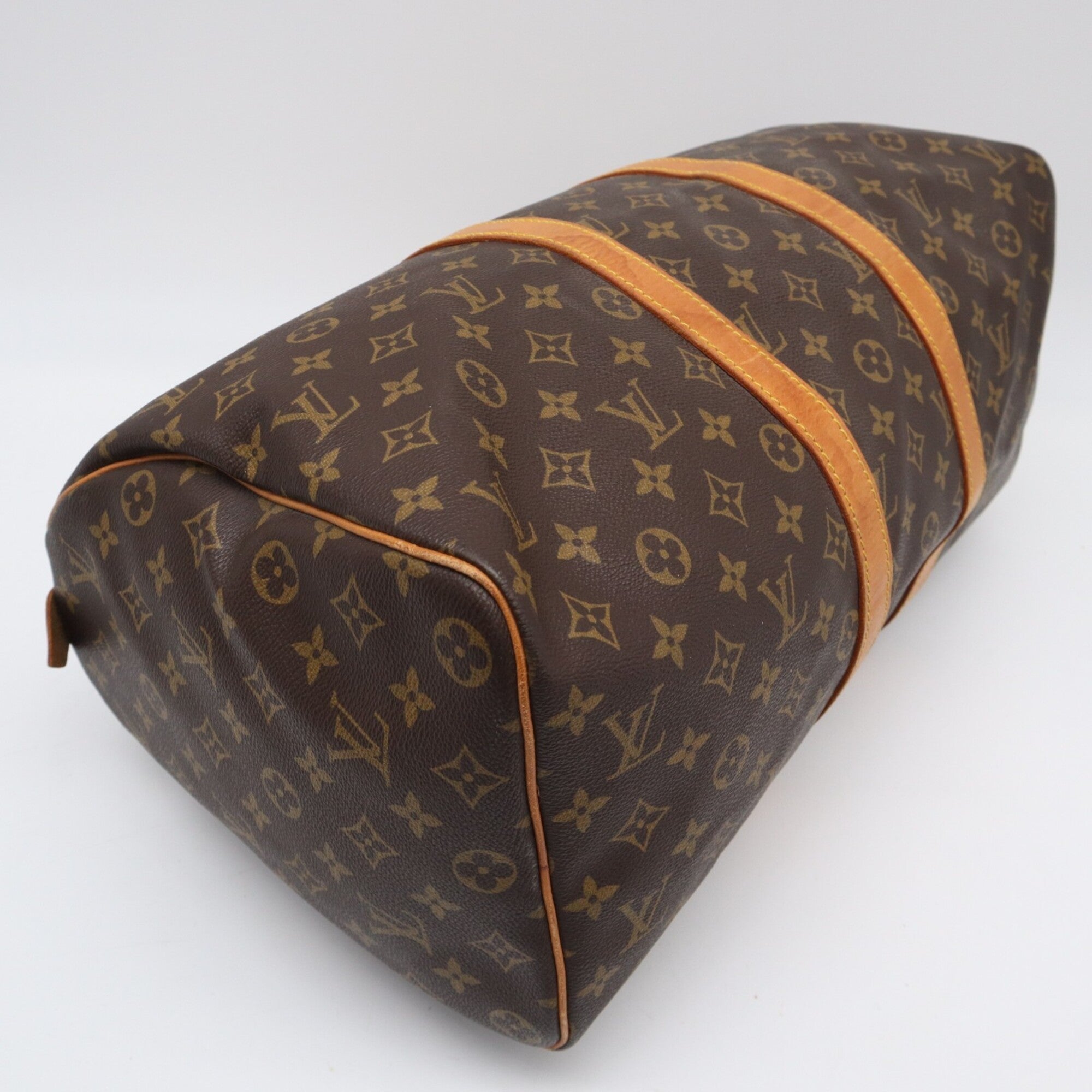 Louis Vuitton Monogram Brown Coated Canvas Leather Boston Bag (Pre-Owned)