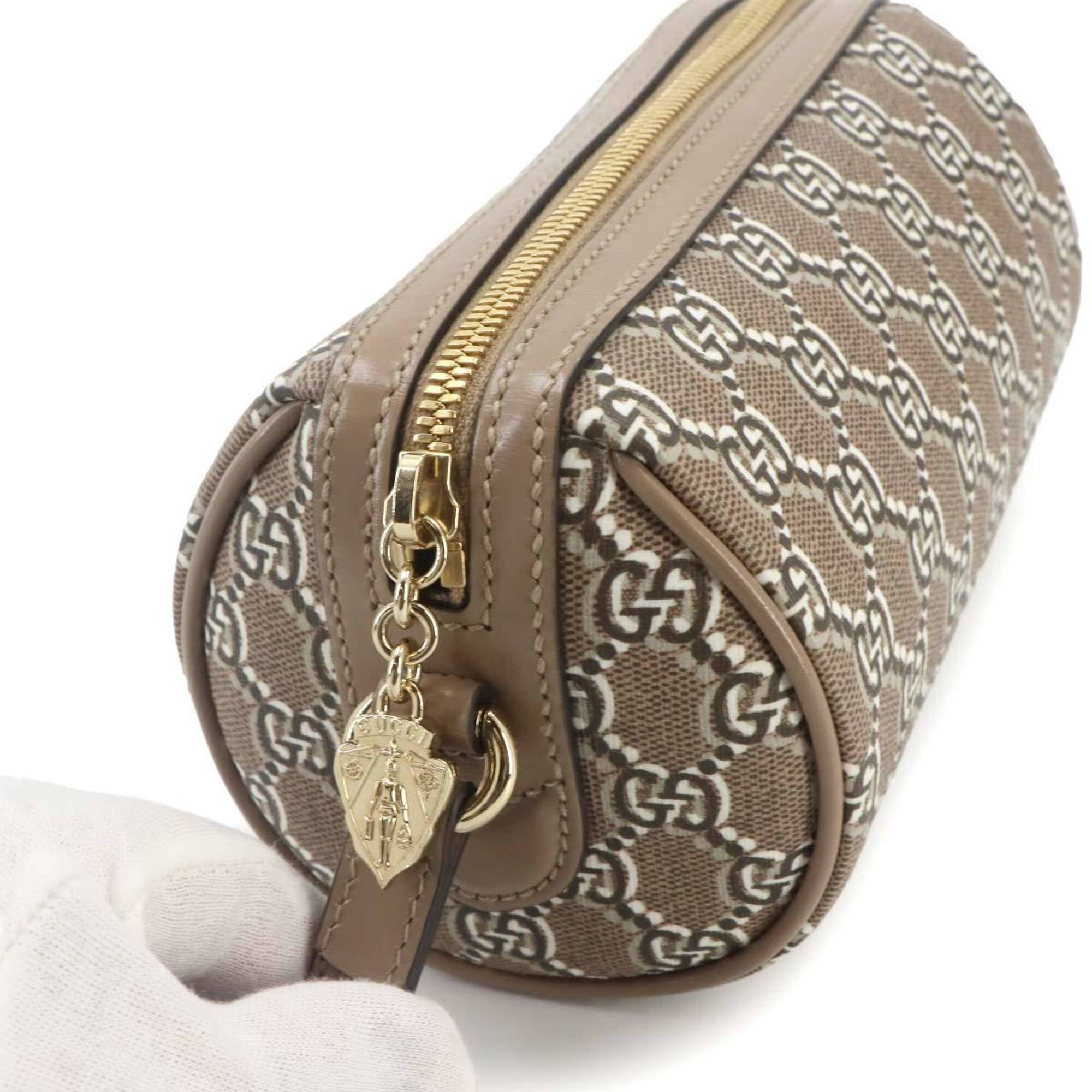 Gucci Beige Gg Supreme Canvas Leather Handbag Shoulder Bag (Pre-Owned)