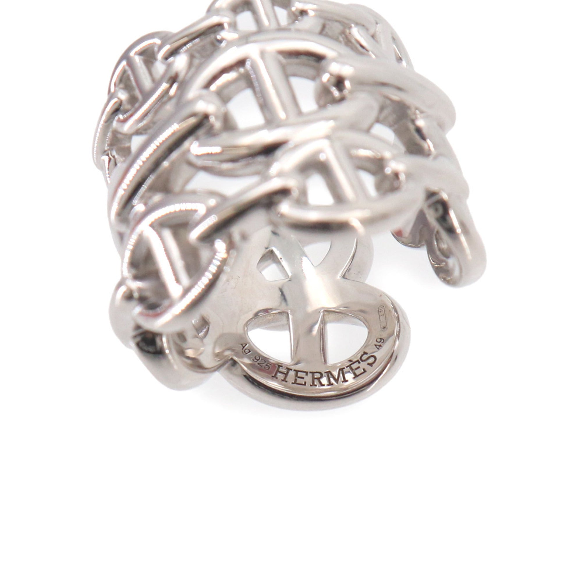Hermes Silver Silver 925 Band Ring (Pre-Owned)