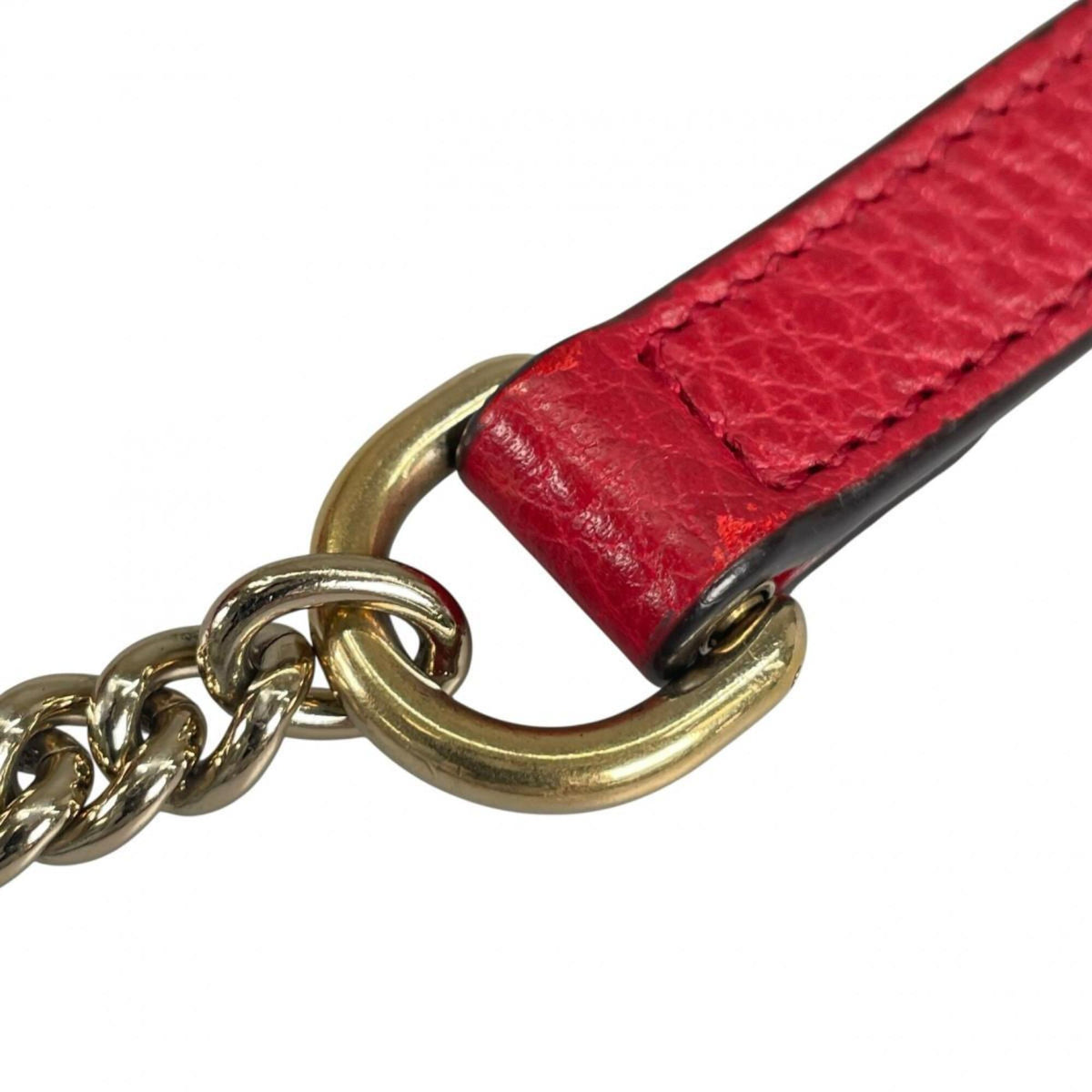 Gucci Red Color Leather Shoulder Bag (Pre-Owned)