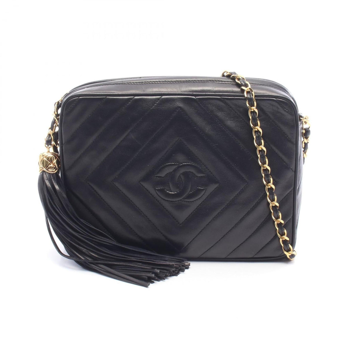 Chanel Black Leather Handbag Shoulder Bag (Pre-Owned)