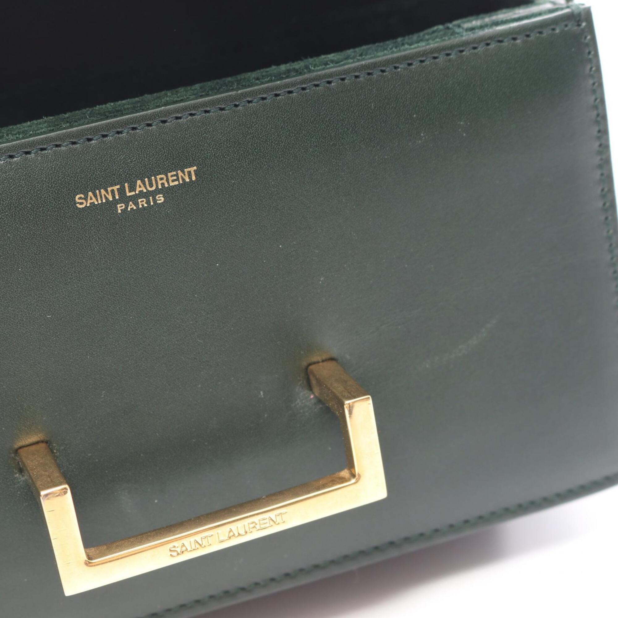 Yves Saint Laurent Green Leather Handbag Shoulder Bag (Pre-Owned)