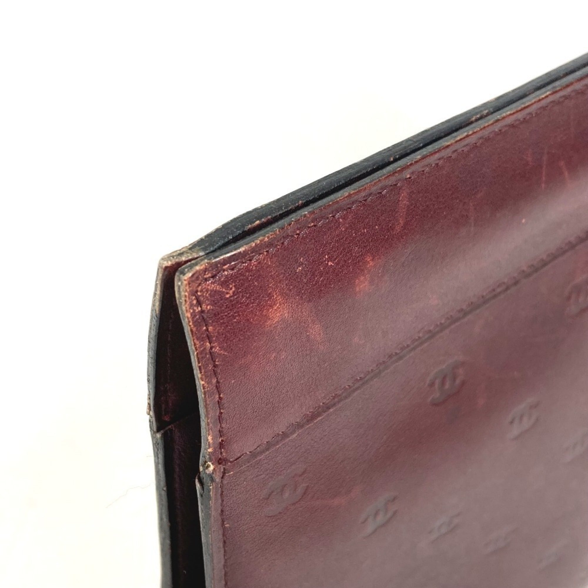 Chanel Wine Leather Clutch Bag Handbag Pouch (Pre-Owned)