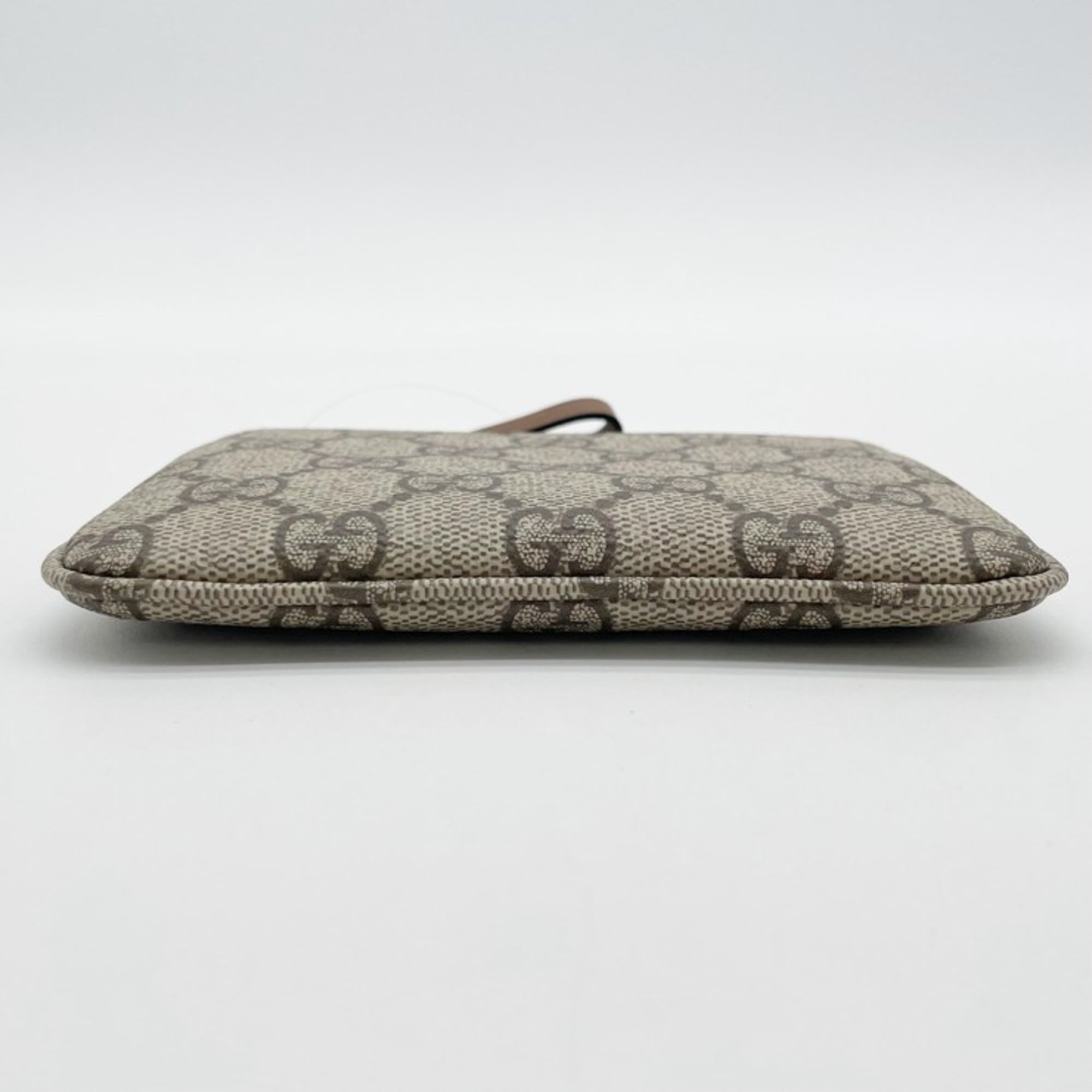 Gucci Gg Supreme Beige Brown Pvc Leather/Webbing Coin Purse/Coin Case (Pre-Owned)