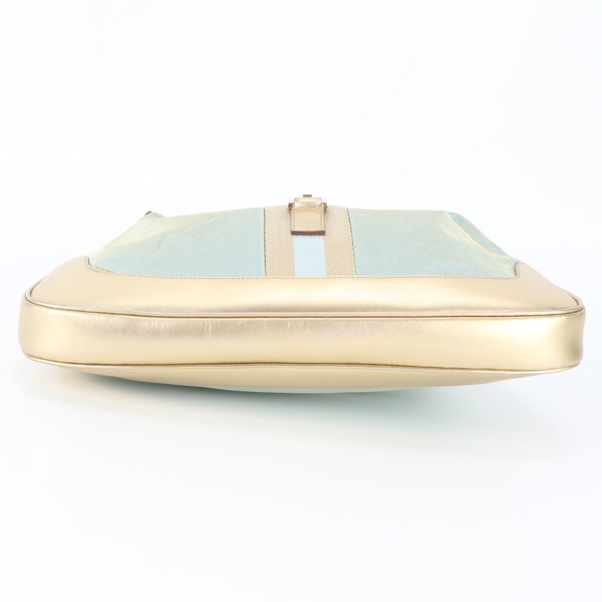 Gucci Jackie Gold Leather Canvas Handbag Tote Bag (Pre-Owned)