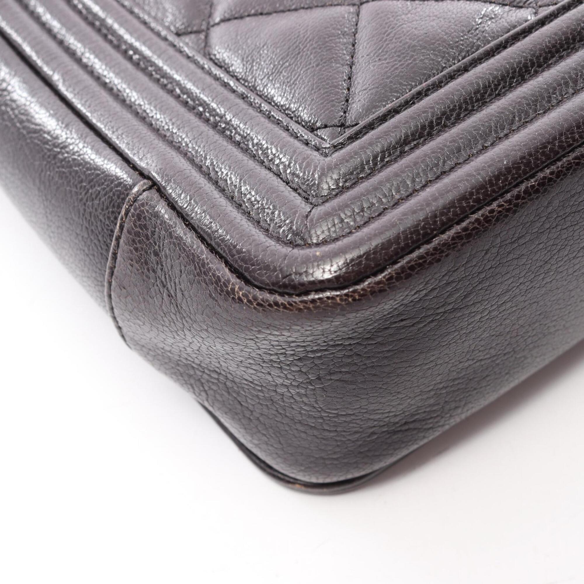Chanel Black Gray Leather Handbag Shoulder Bag (Pre-Owned)