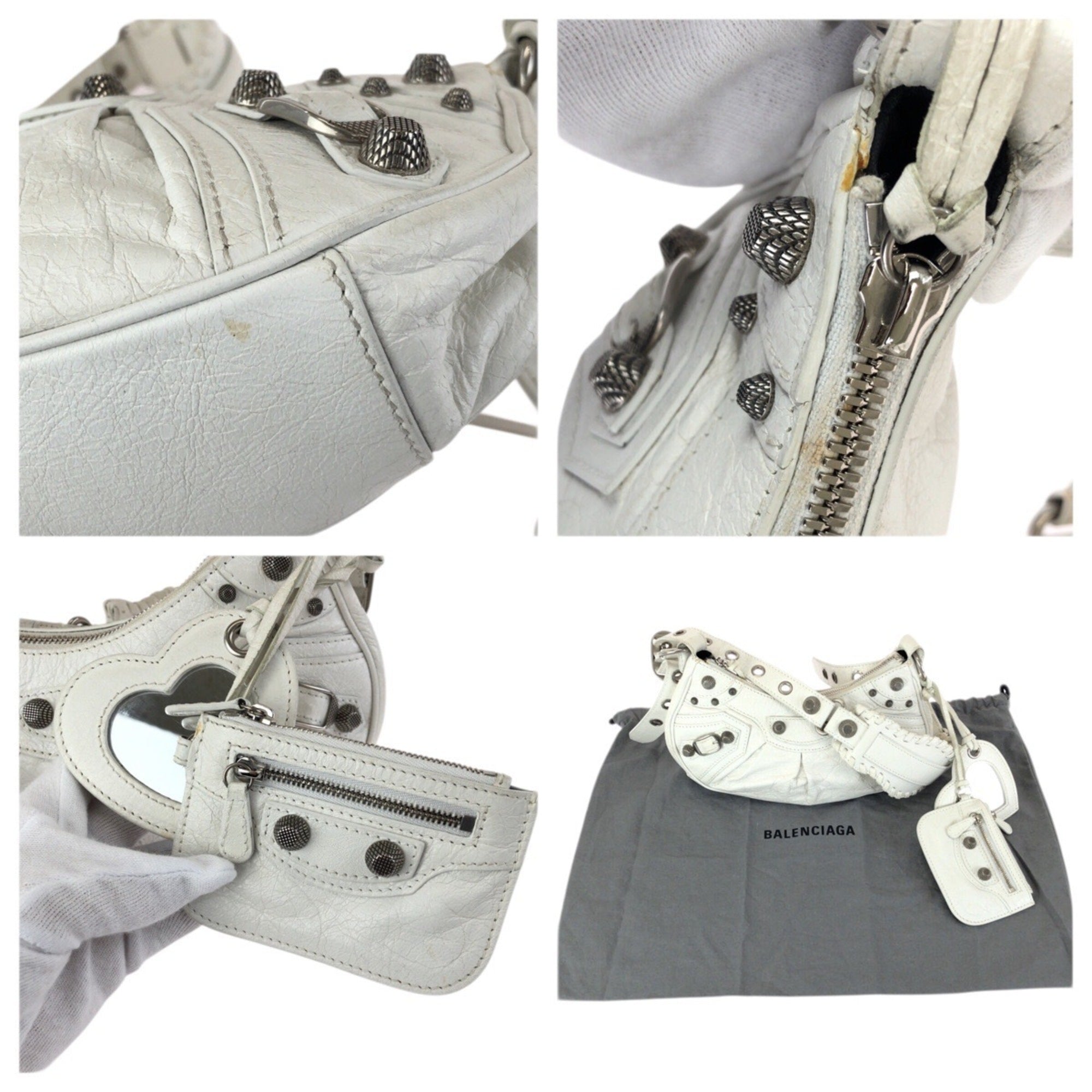 Balenciaga White Leather Pochette Shoulder Bag (Pre-Owned)