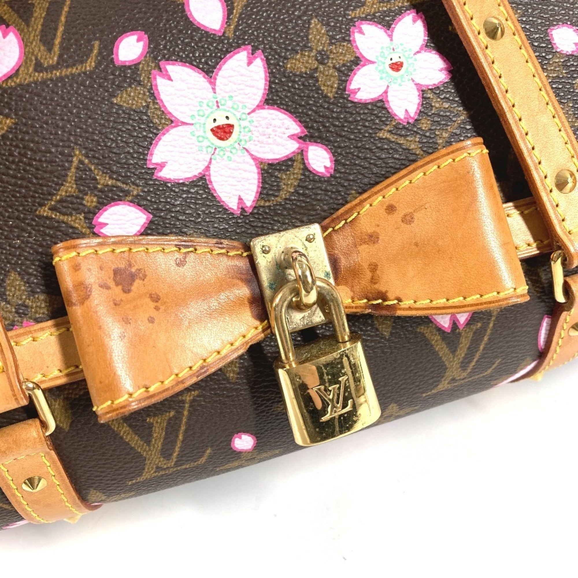 Louis Vuitton Brown Pink Monogram Cherry Blossom Handbag Shoulder Bag Tote Bag (Pre-Owned)