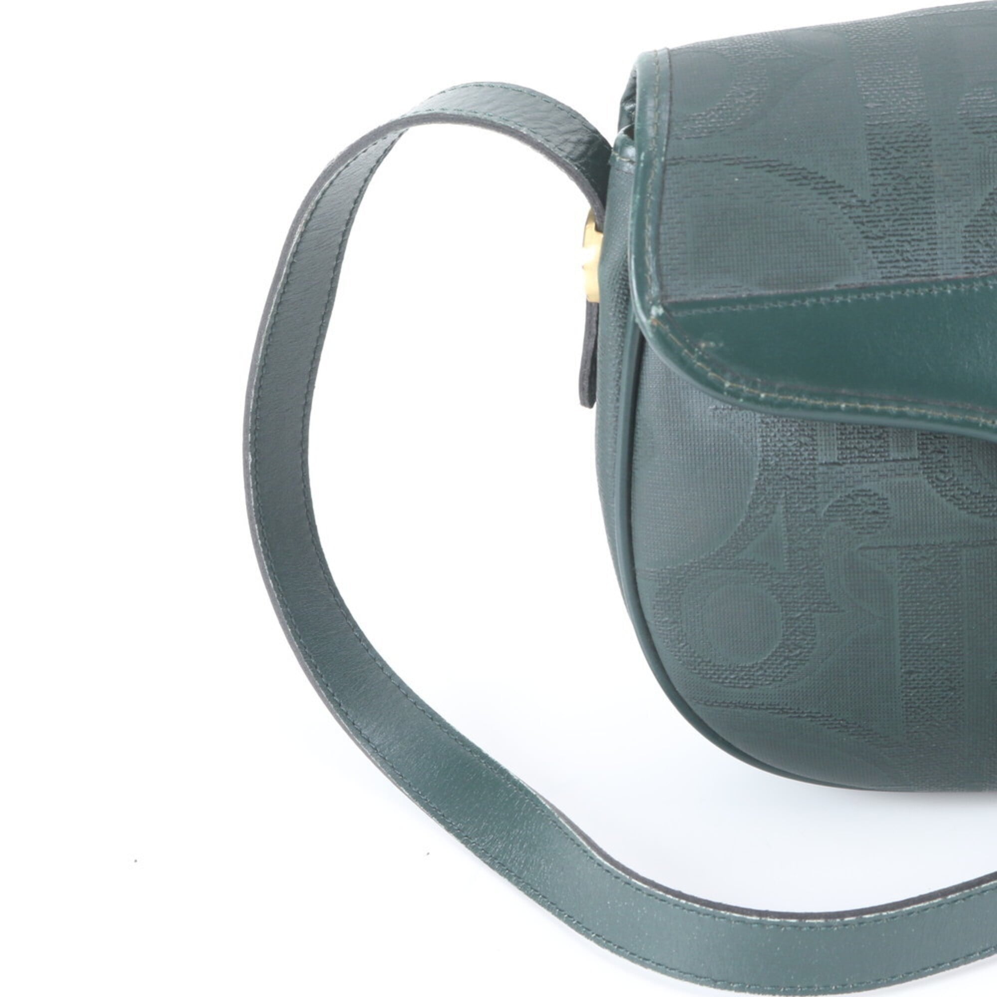 Christian Dior Dark Green Leather Crossbody Bag Shoulder Bag Tote Bag (Pre-Owned)