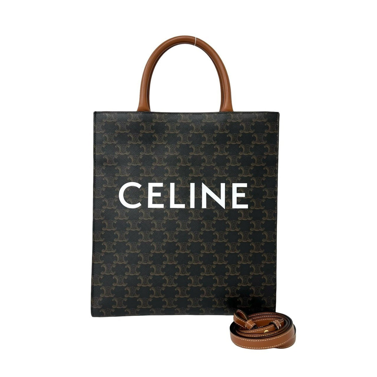 Celine Brown Pvc Leather Handbag Shoulder Bag Tote Bag (Pre-Owned)