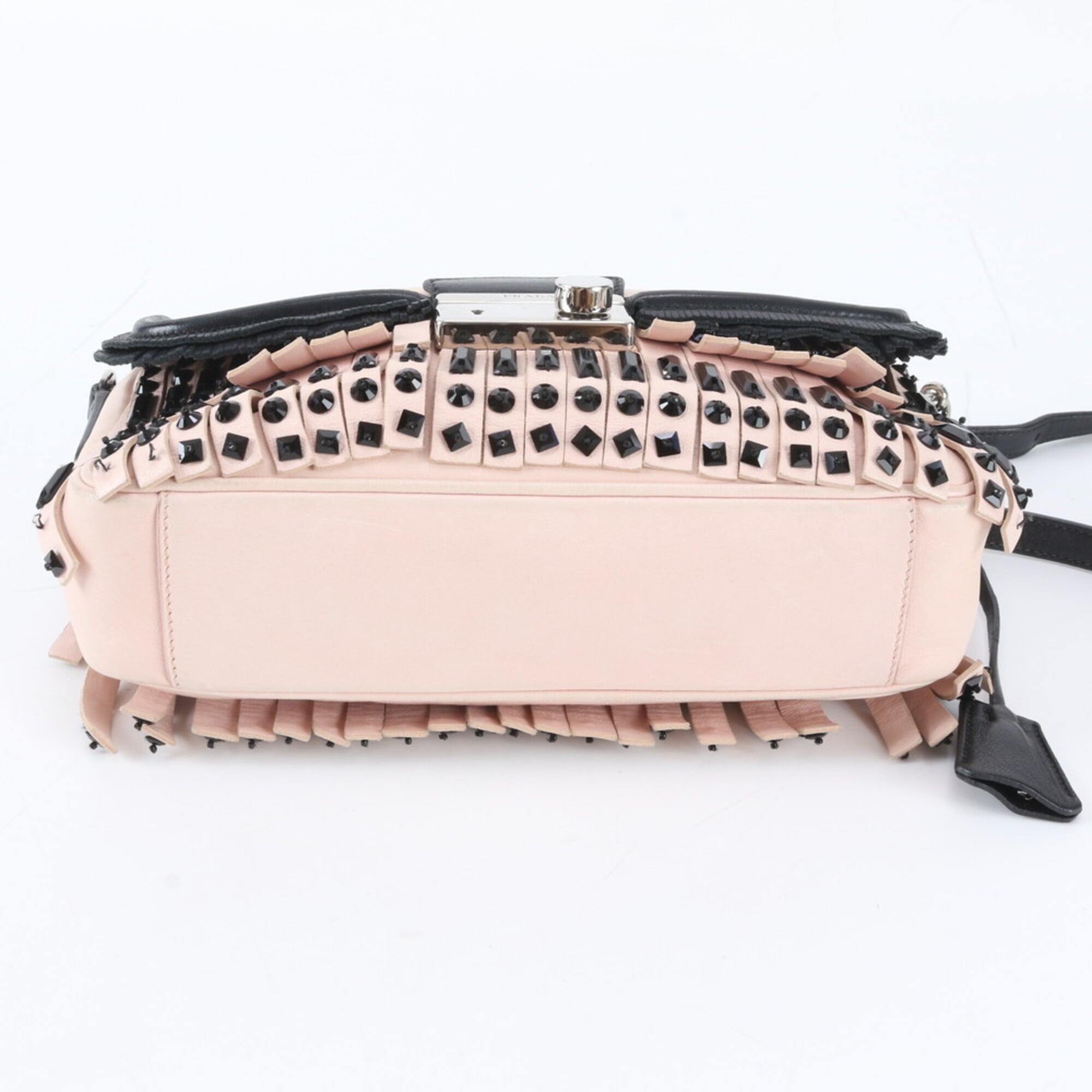 Prada Baby Pink Black Leather Shoulder Bag (Pre-Owned)