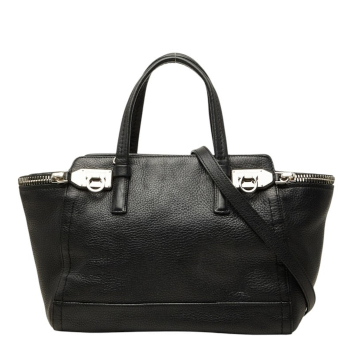 Salvatore Ferragamo Black Leather Handbag Shoulder Bag (Pre-Owned)