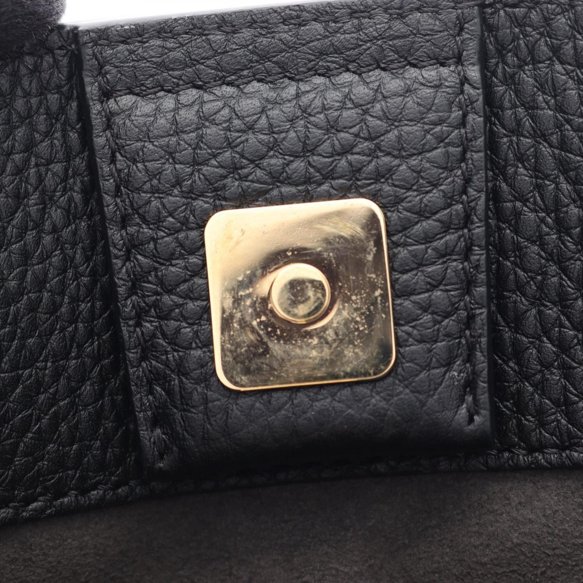 Fendi Black Leather Handbag Tote Bag (Pre-Owned)