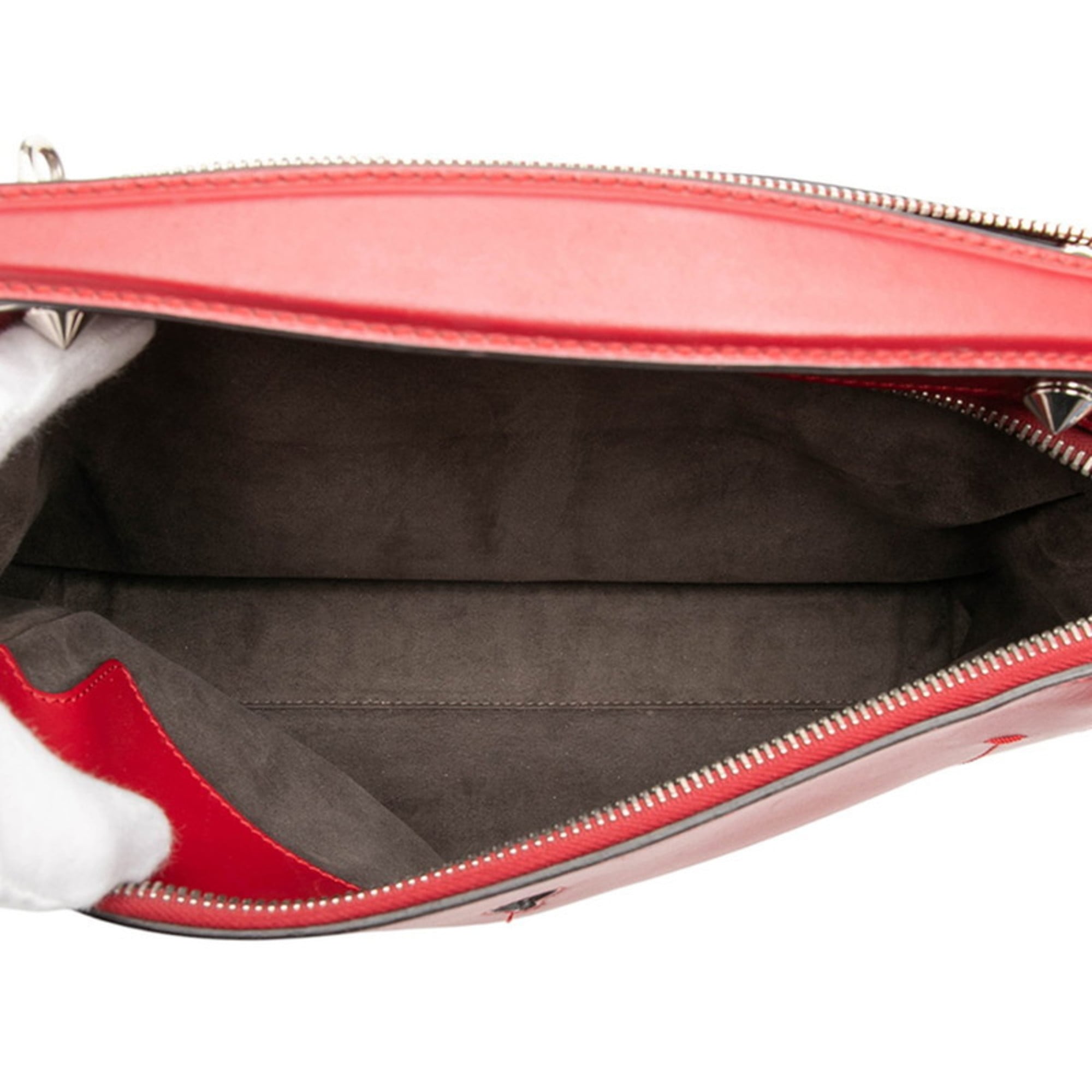 Fendi Red Color Leather Handbag Pouch Shoulder Bag (Pre-Owned)