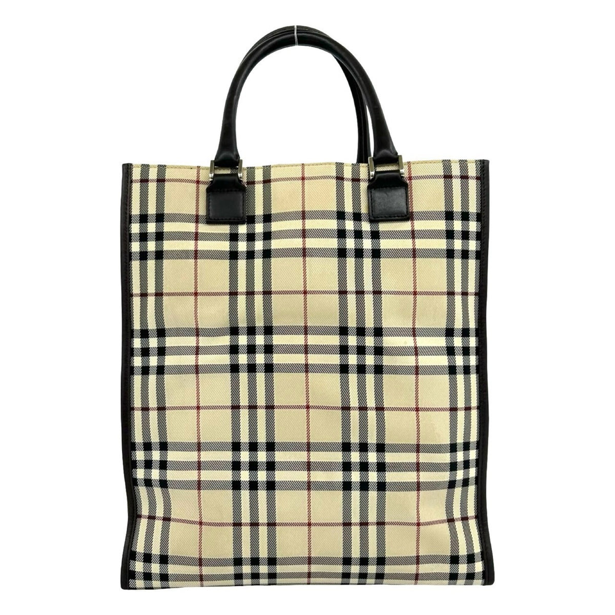 Burberry Beige Brown Canvas Leather Handbag Tote Bag (Pre-Owned)