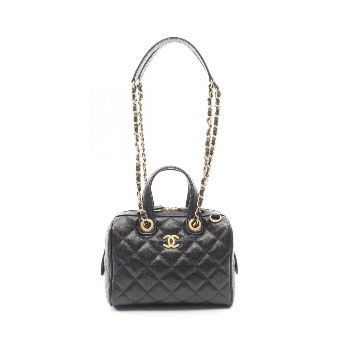 Chanel Matelasse Black Grained Calfskin Handbag Shoulder Bag (Pre-Owned)