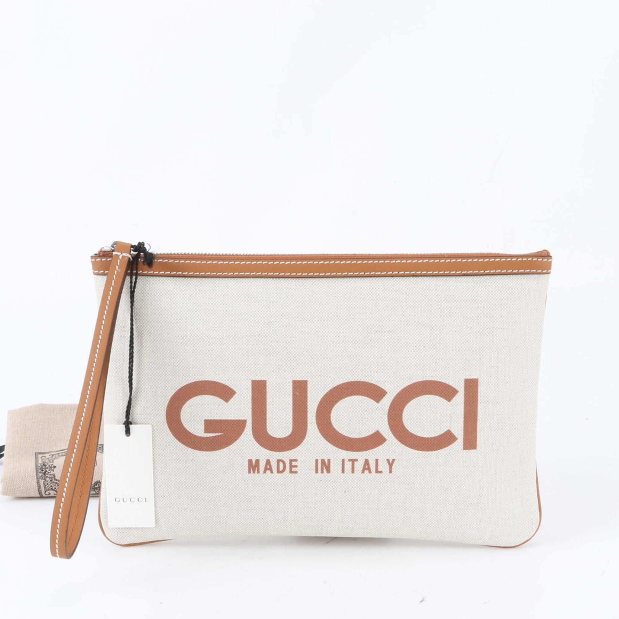 Gucci Beige Leather Canvas Handbag (Pre-Owned)