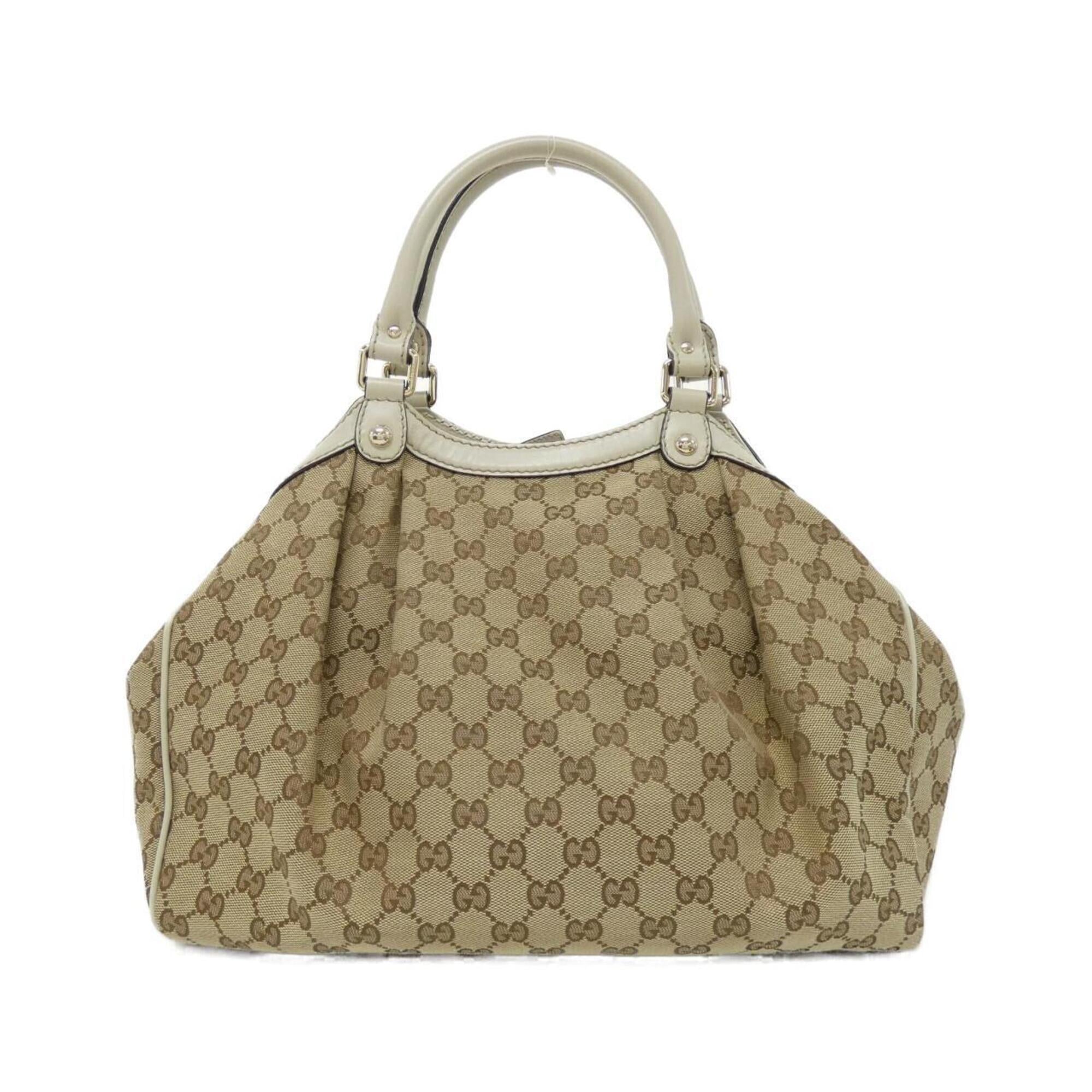 Gucci Beige Ivory Gg Canvas Handbag (Pre-Owned)