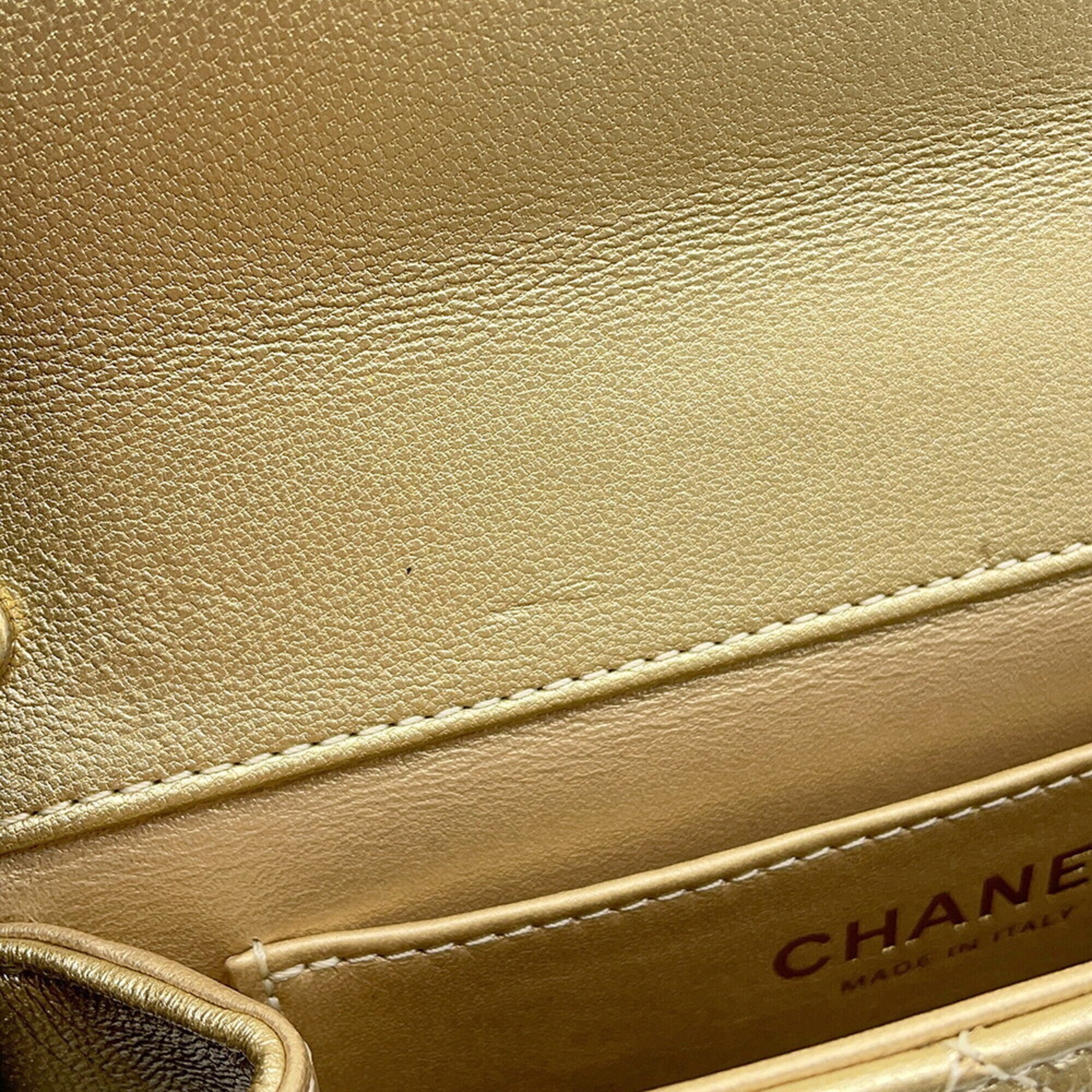 Chanel Champagne Gold Leather Shoulder Bag (Pre-Owned)