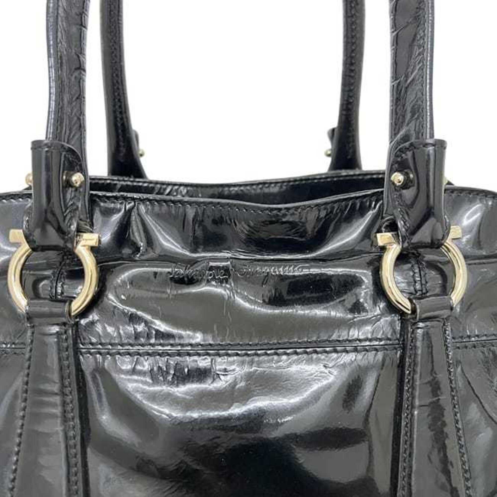 Salvatore Ferragamo Black Patent Leather Tote Bag (Pre-Owned)