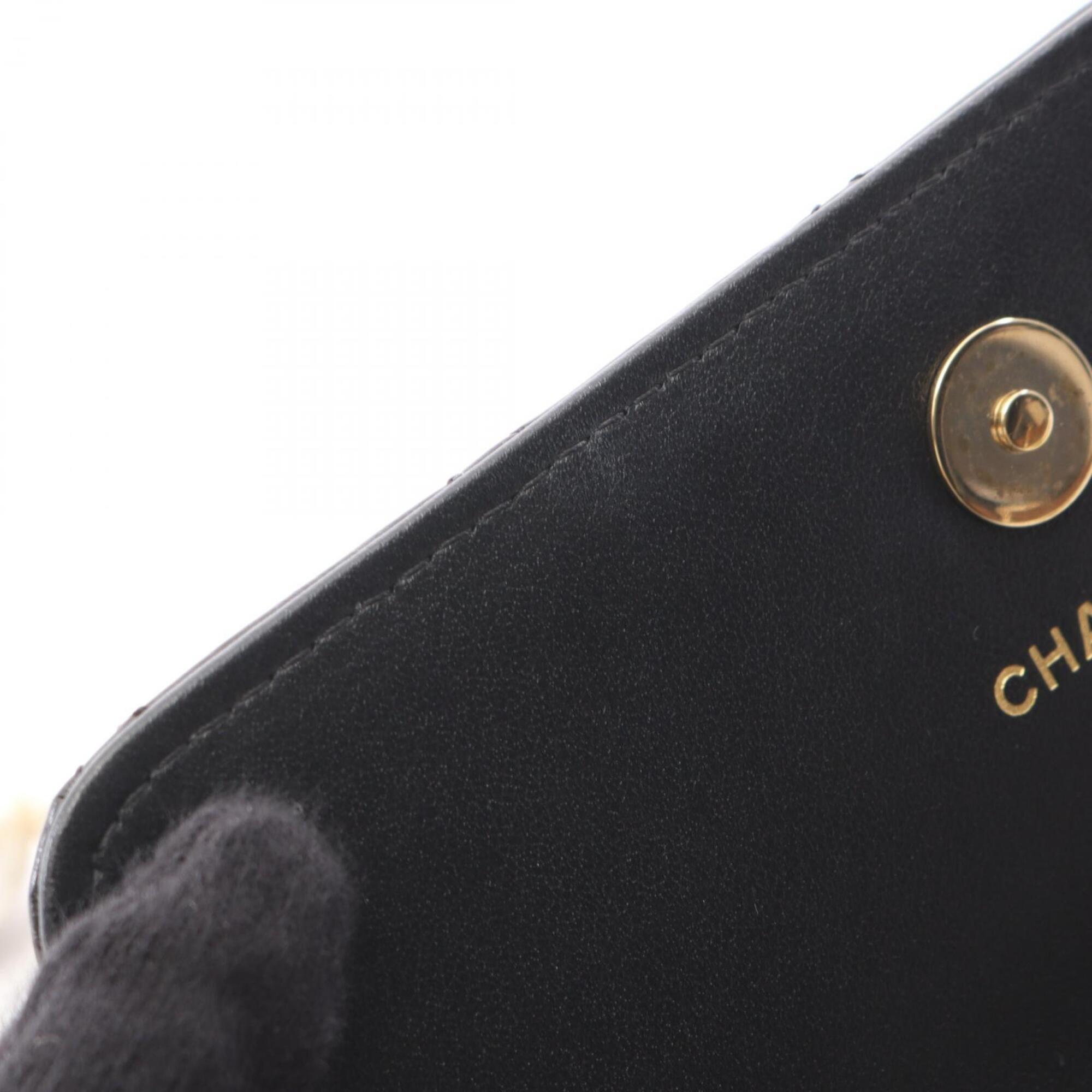 Chanel Black Leather Handbag Shoulder Bag (Pre-Owned)