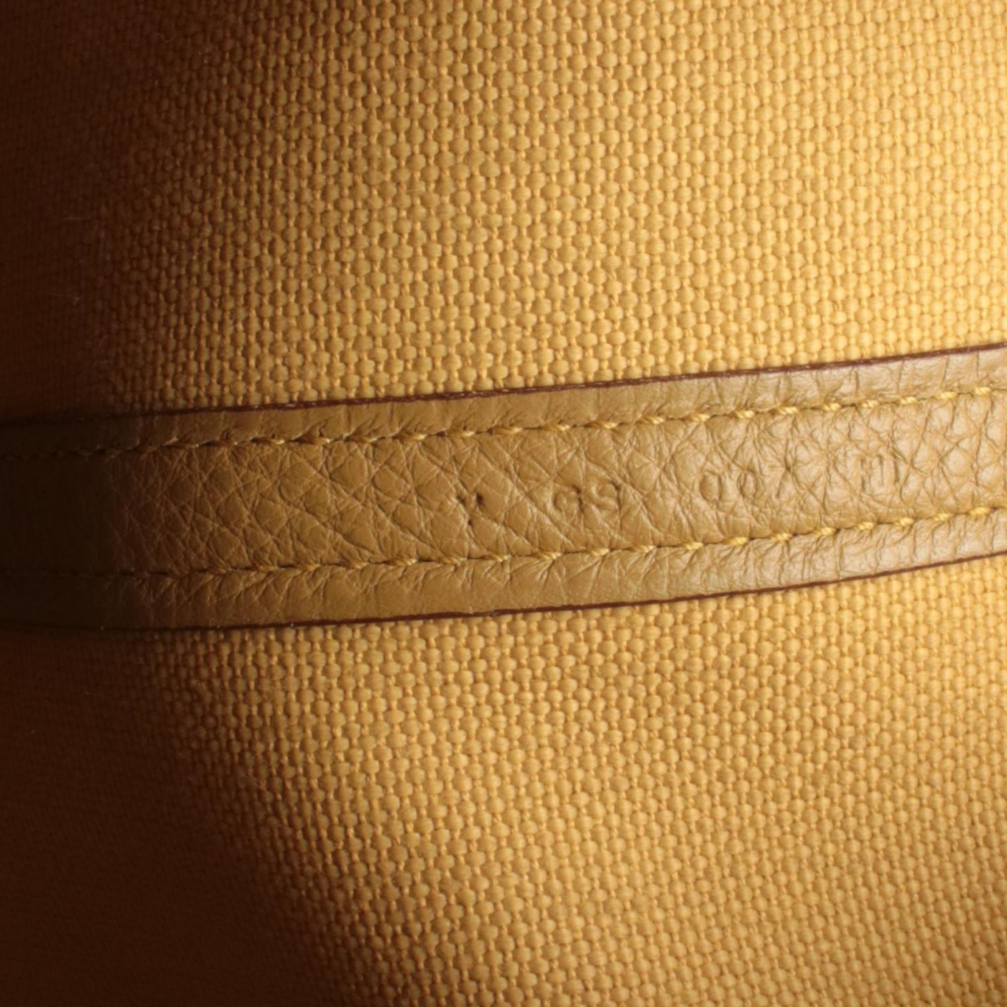 Hermes Beige Yellow Canvas Negonda Leather Toile Officier Handbag Tote Bag (Pre-Owned)