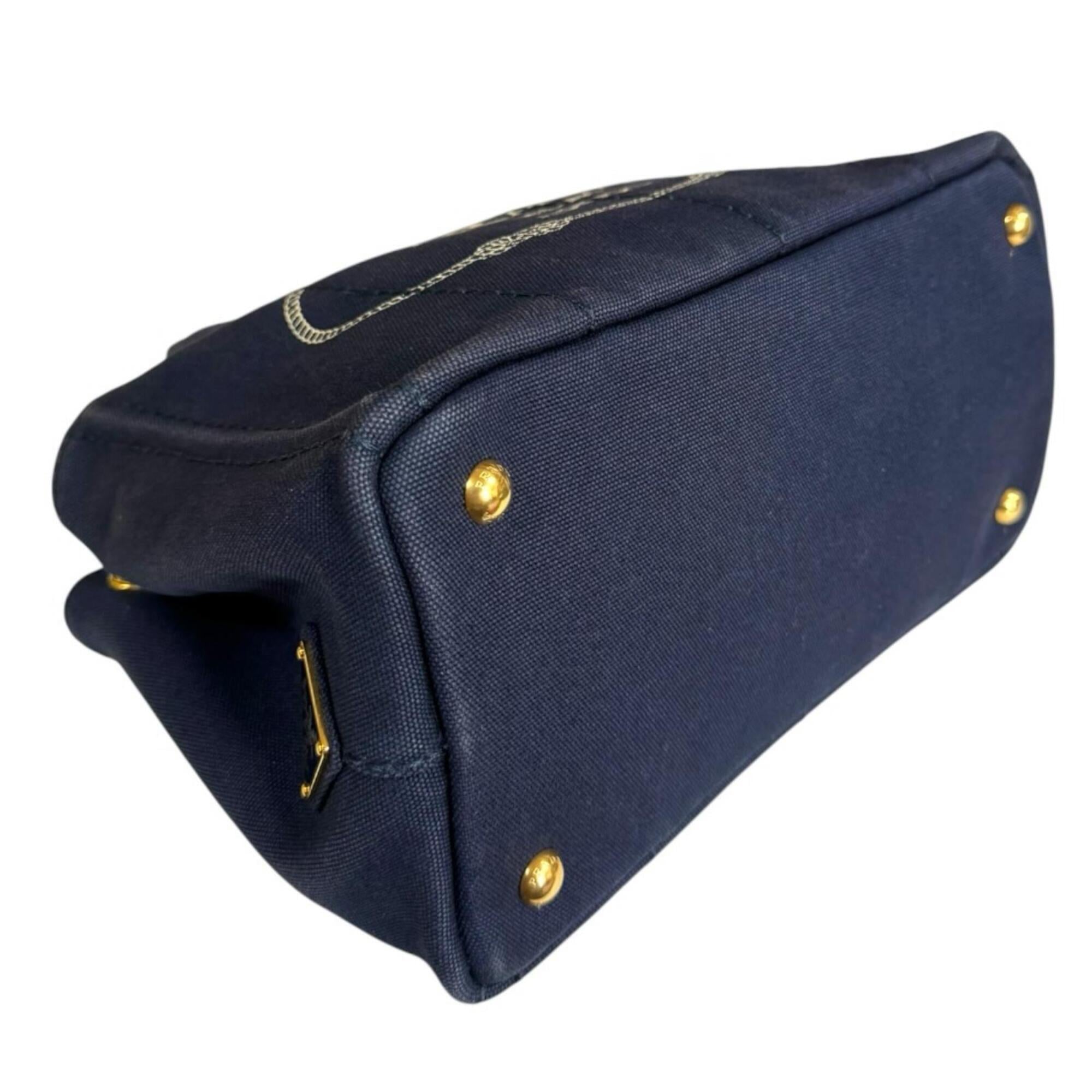 Prada Navy Canvas Shoulder Bag (Pre-Owned)