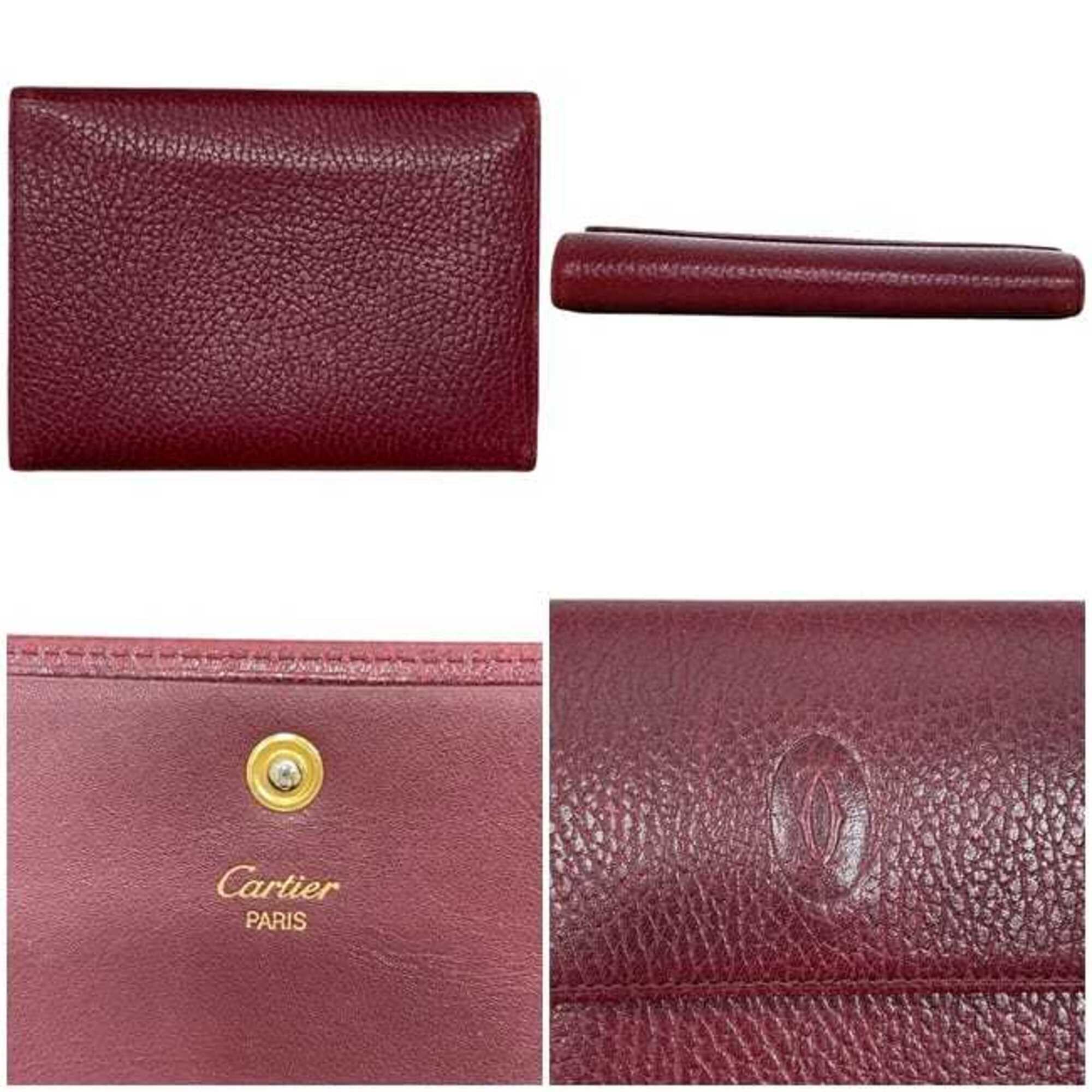 Cartier Bordeaux Leather Wallet (Tri-Fold) (Pre-Owned)