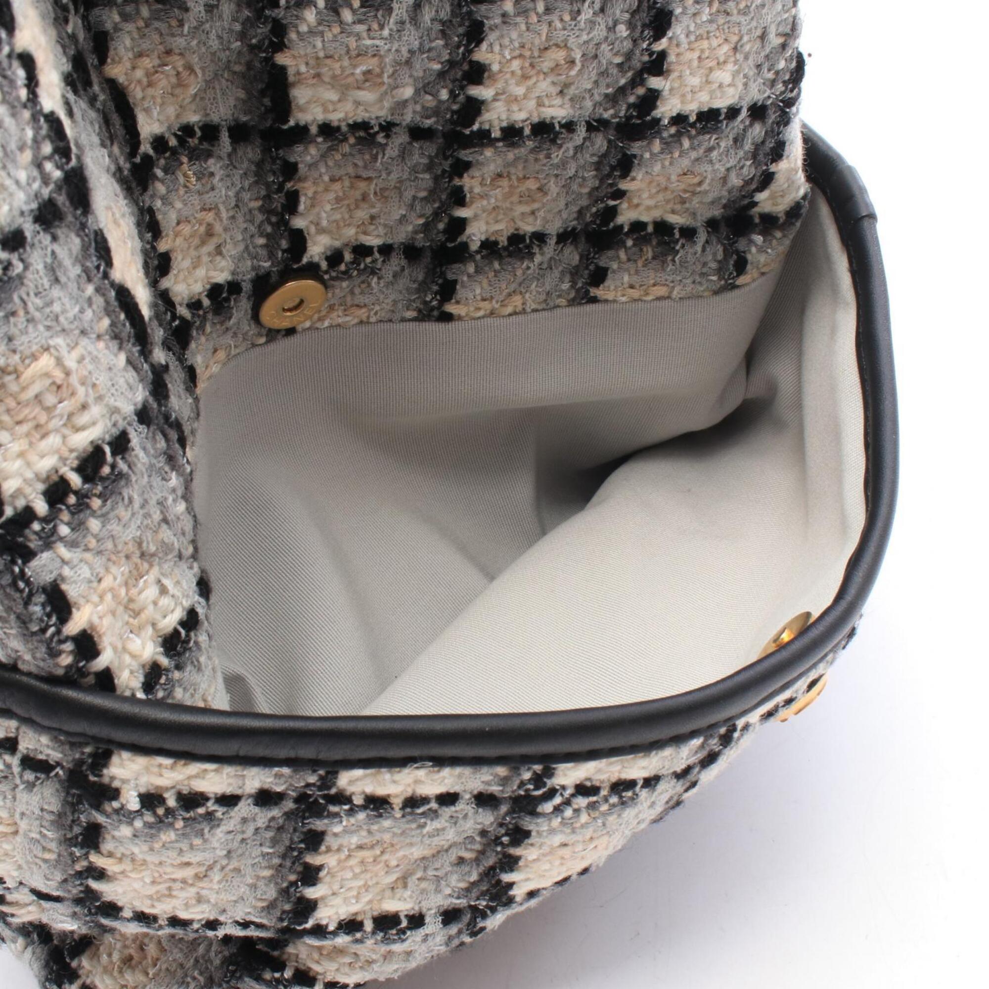 Chanel Black Gray Multi-Color Fabric Leather Handbag Shoulder Bag (Pre-Owned)