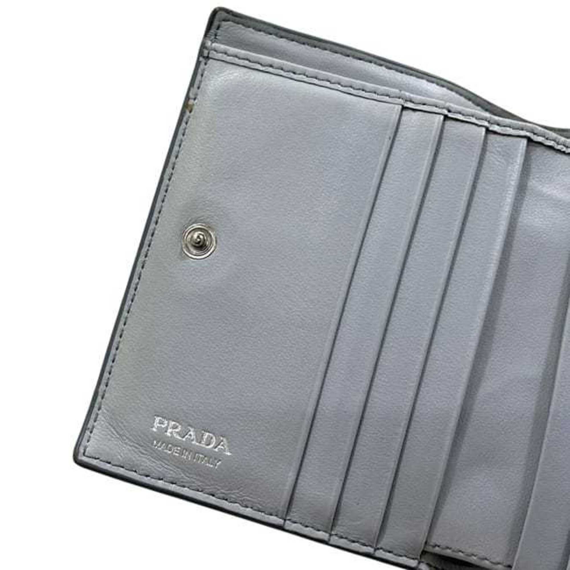 Prada Gray Leather Wallet (Bi-Fold) (Pre-Owned)